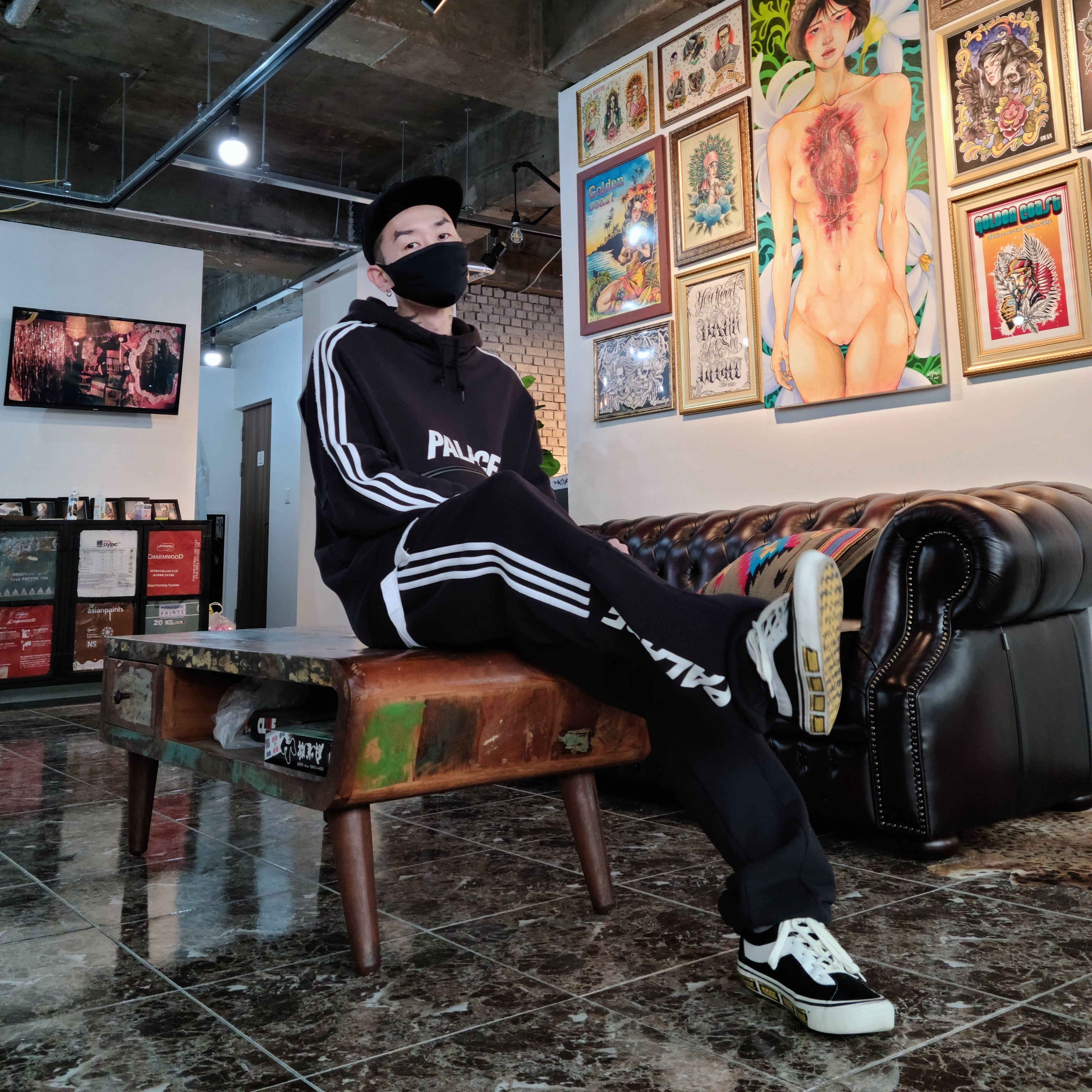 Vans x Rhude Bold Ni Black 착용 스타일 - 1