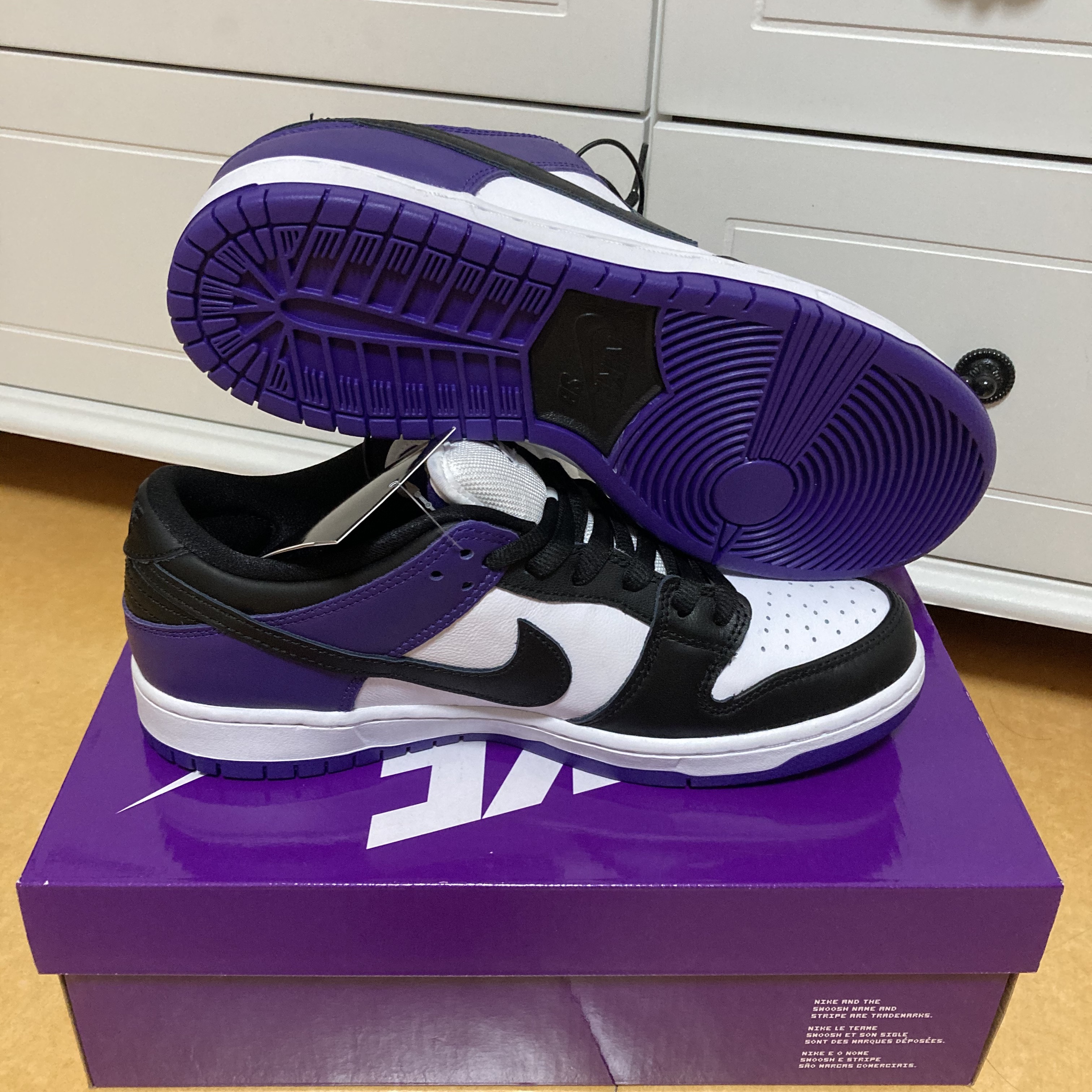 Nike SB Dunk Low Pro Court Purple, Nike Dunk Low Retro Black 착용 스타일 - 2
