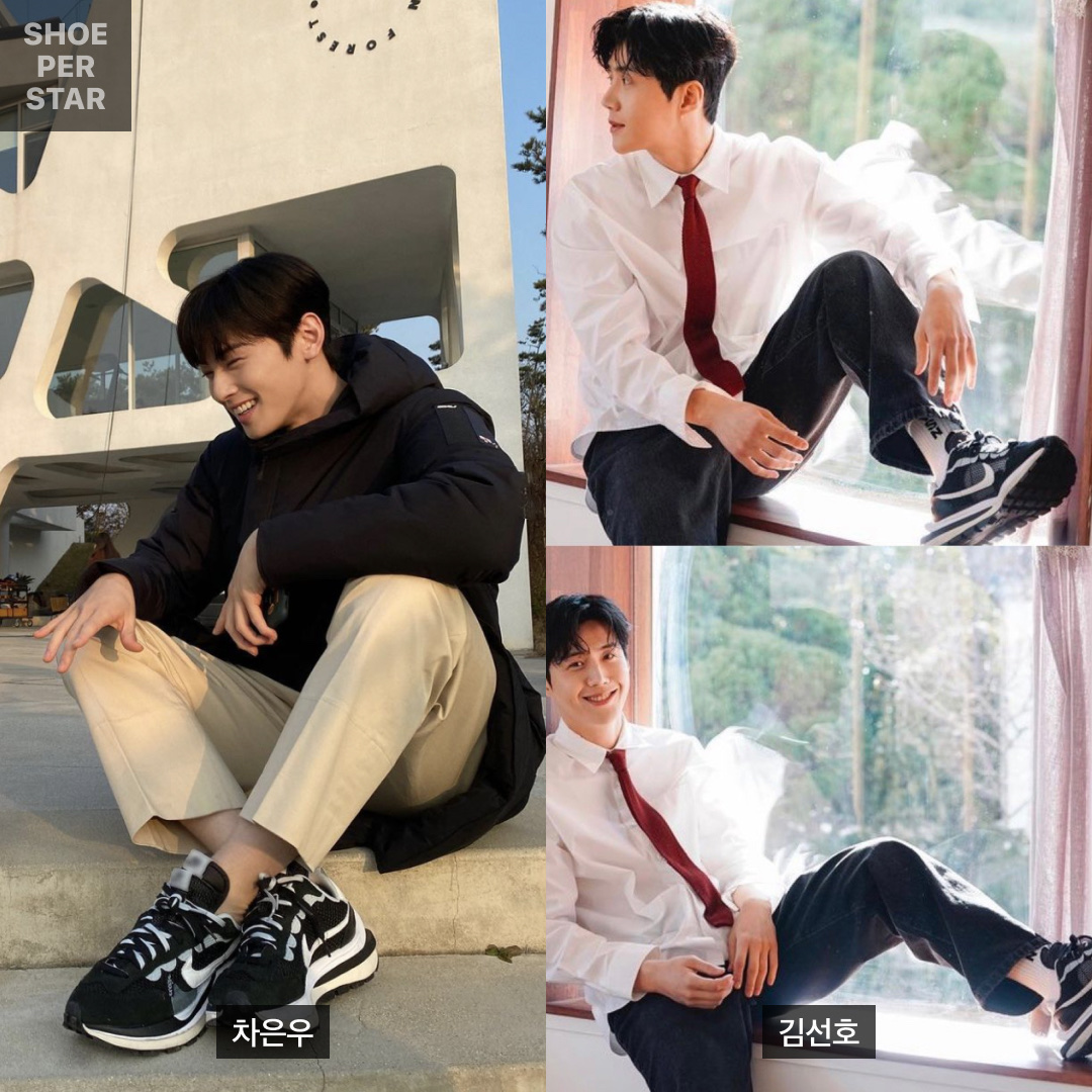 Nike x Sacai VaporWaffle Black White 착용 스타일 - 1