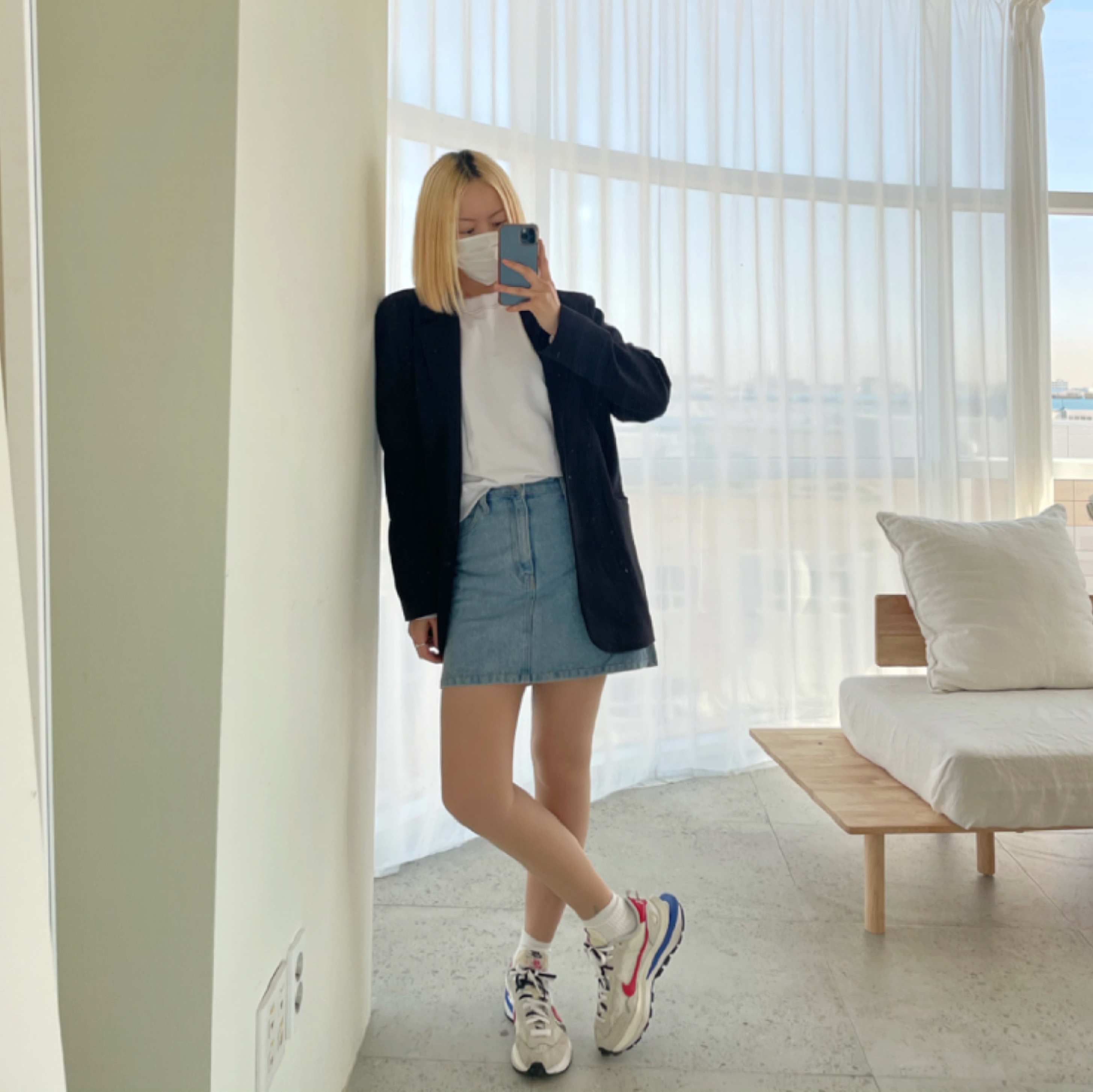 Nike x Sacai VaporWaffle Royal Fuchsia 착용 스타일