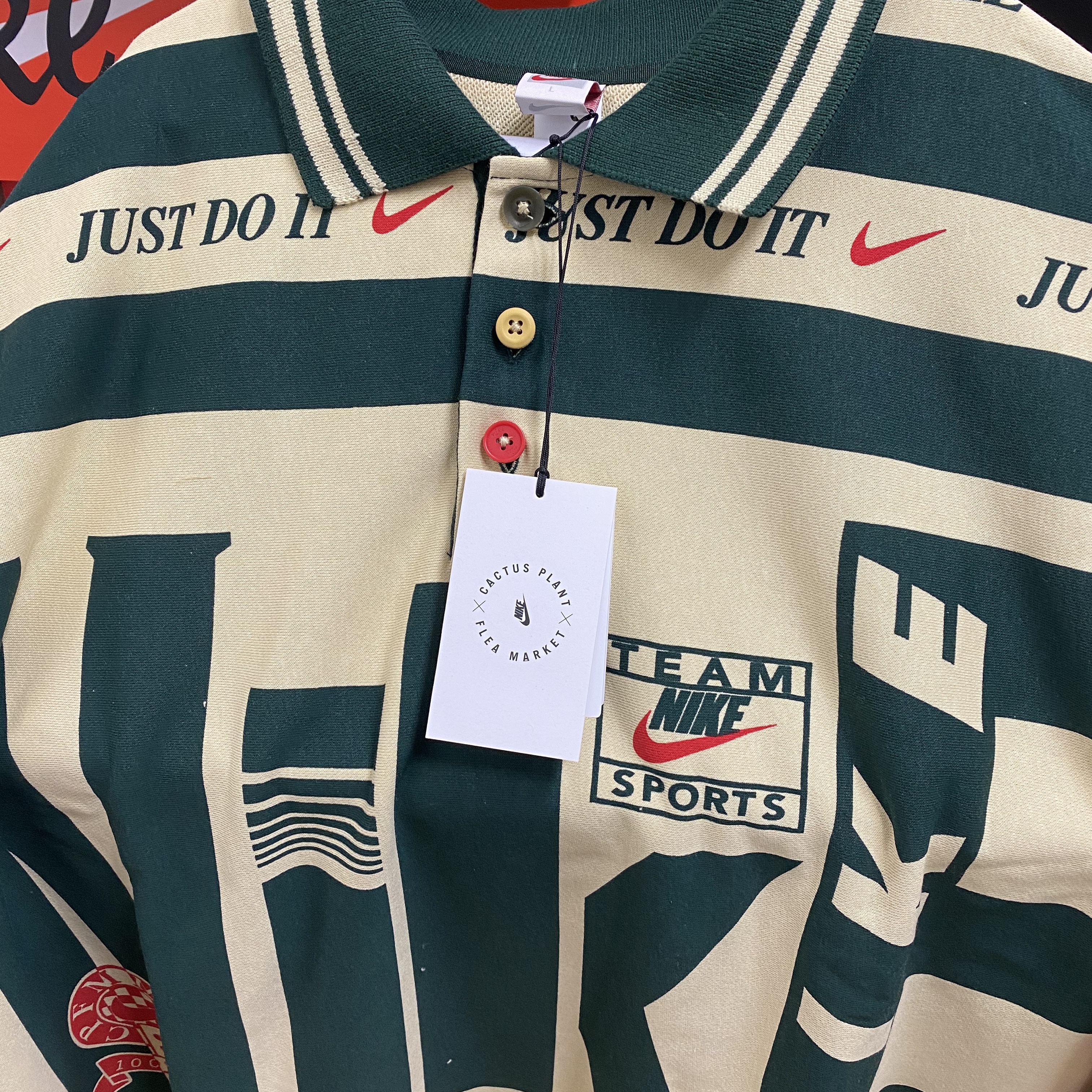 Nike x Cactus Plant Flea Market Long Sleeve Polo Natural - Asia 착용 스타일 - 1