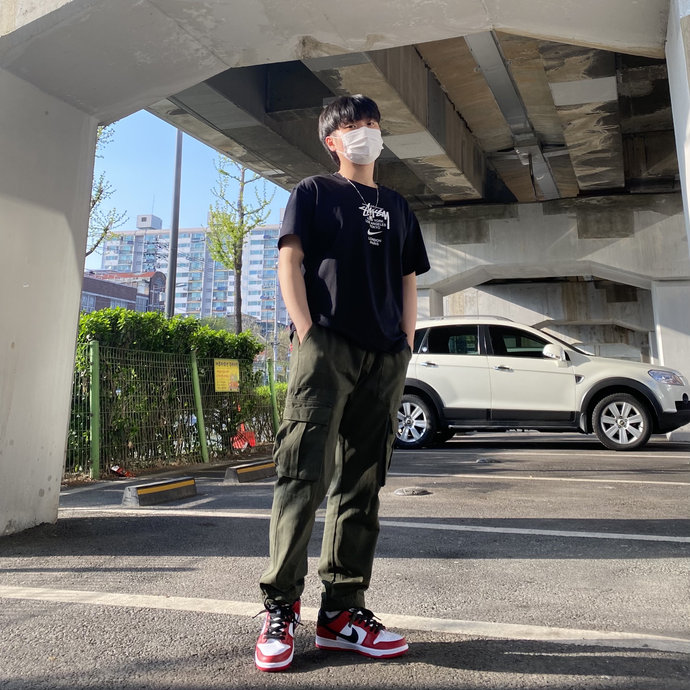 Nike x Stussy WT T-Shirt Black - Asia, Nike SB Dunk Low Pro Chicago 착용 스타일 - 1