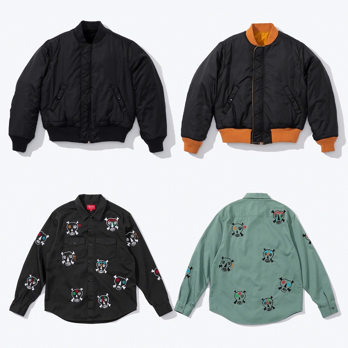 Supreme x Clayton Patterson Skulls Embroidered Work Shirt Black - 21SS 착용 스타일 - 3