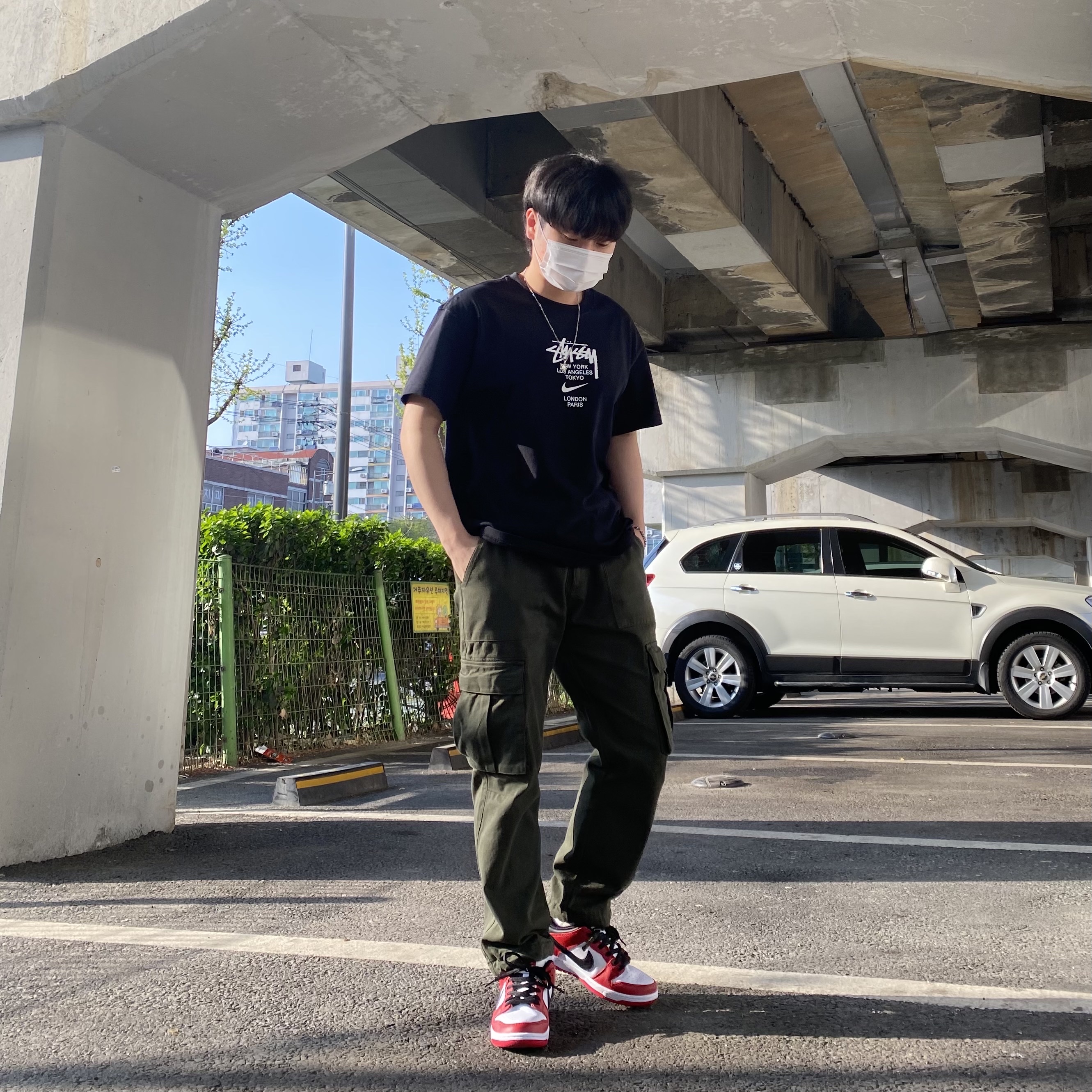 Nike x Stussy WT T-Shirt Black - Asia, Nike SB Dunk Low Pro Chicago 착용 스타일 - 3