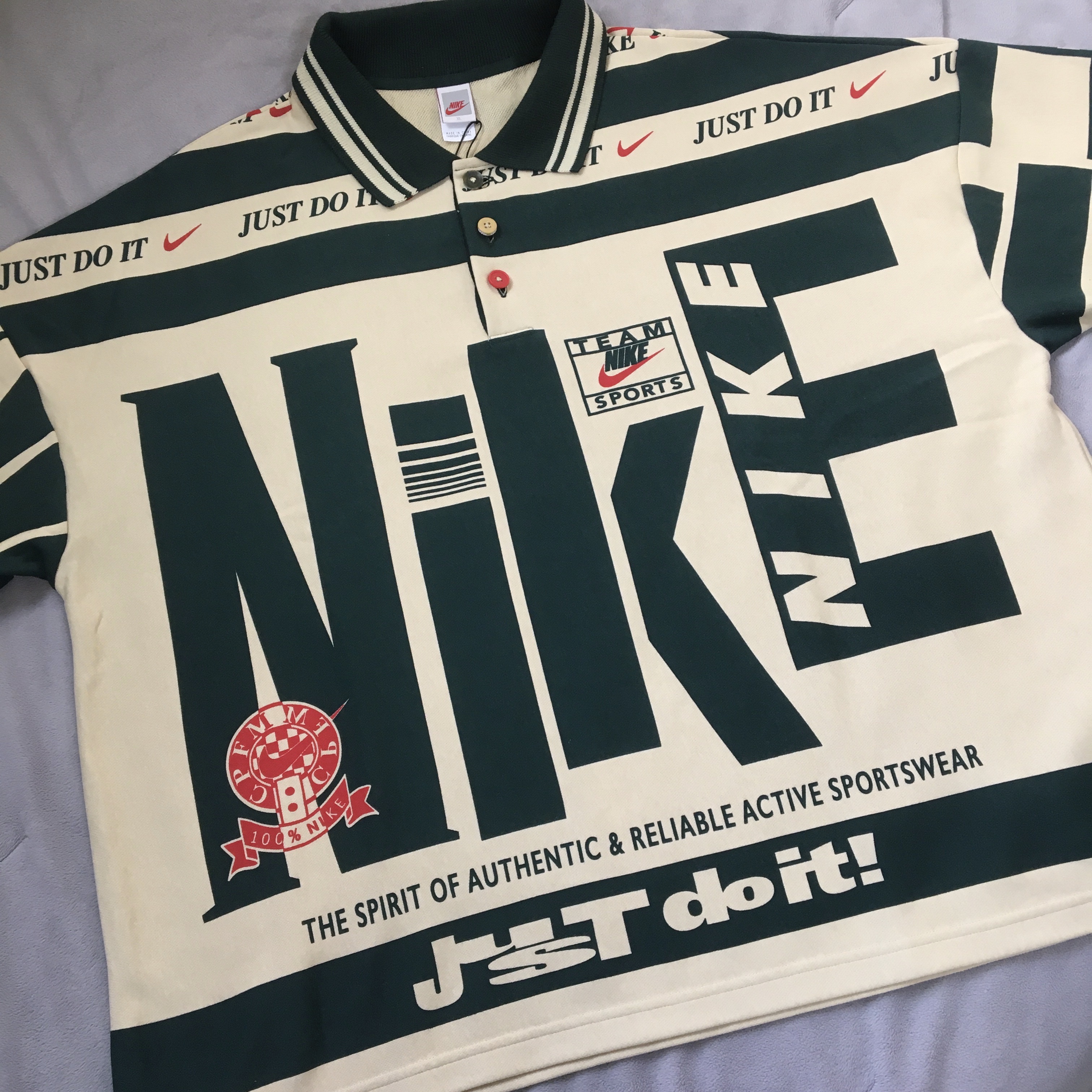 Nike x Cactus Plant Flea Market Long Sleeve Polo Natural - US/EU, Nike x Cactus Plant Flea Market Long Sleeve Polo Natural - Asia 착용 스타일 - 1