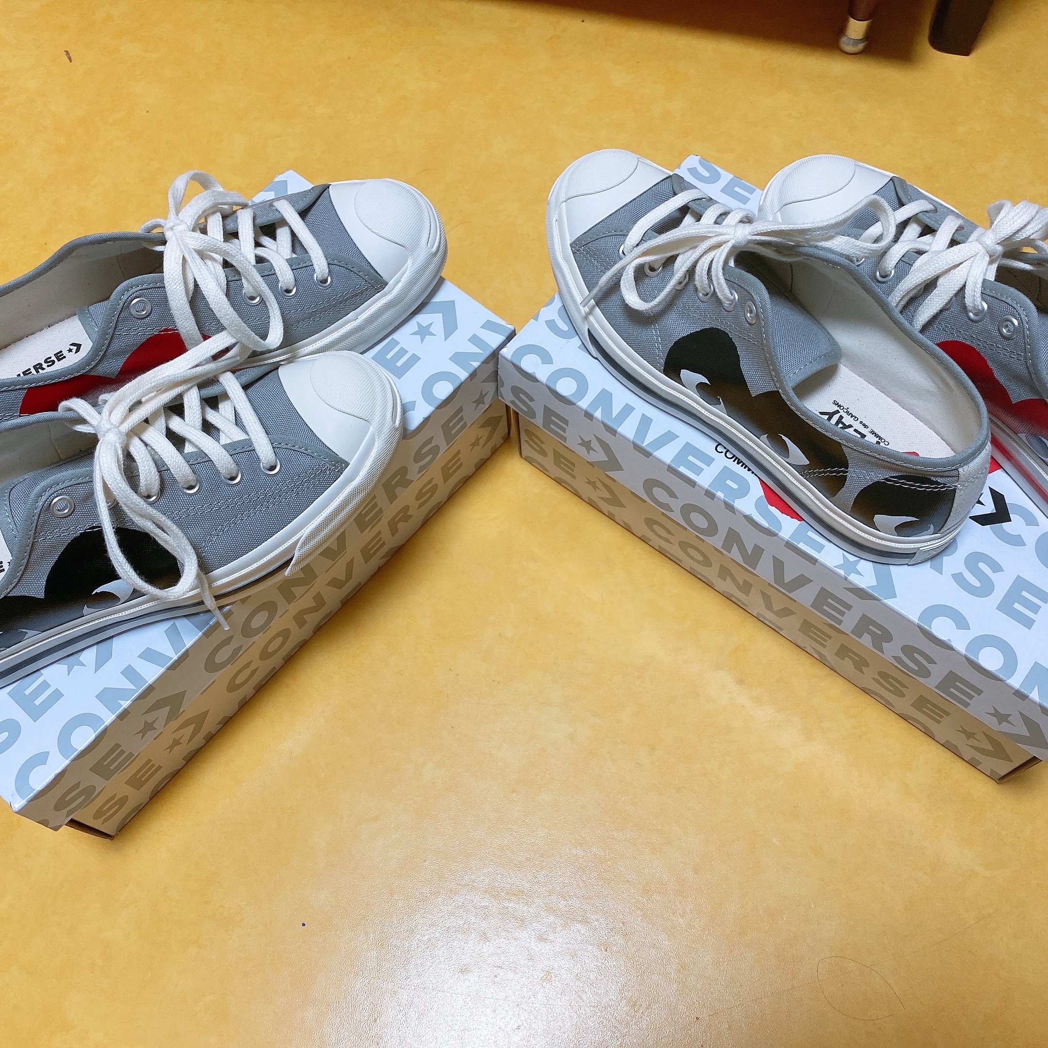 Converse x Play Comme des Garcons Jack Purcell Drizzle Red, Converse x Play Comme des Garcons Jack Purcell Drizzle Black 착용 스타일