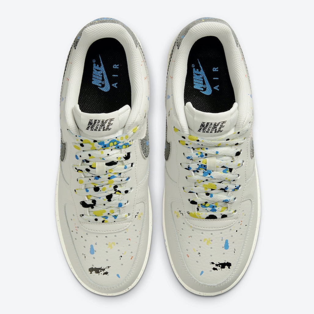 Nike Air Force 1 '07 LV8 Paint Splatter Light Bone, Nike Air Force 1 '07 LV8 Paint Splatter White 착용 스타일 - 4