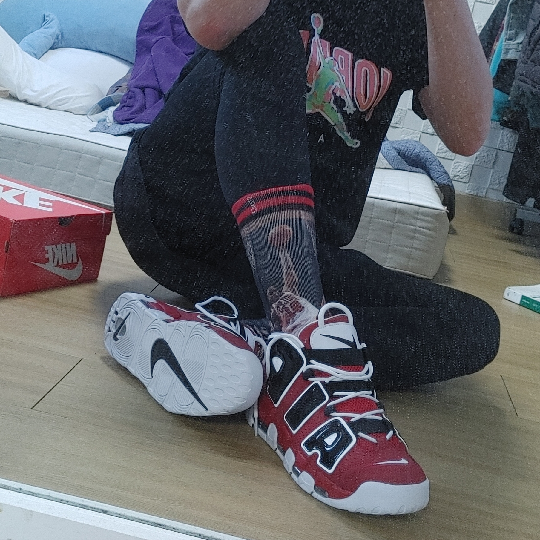 Nike Air More Uptempo 96 Bulls 2021 착용 스타일 - 5
