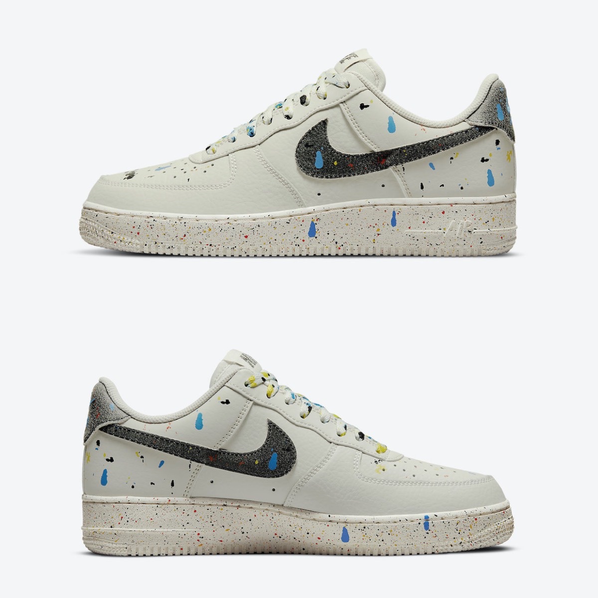 Nike Air Force 1 '07 LV8 Paint Splatter Light Bone, Nike Air Force 1 '07 LV8 Paint Splatter White 착용 스타일 - 3