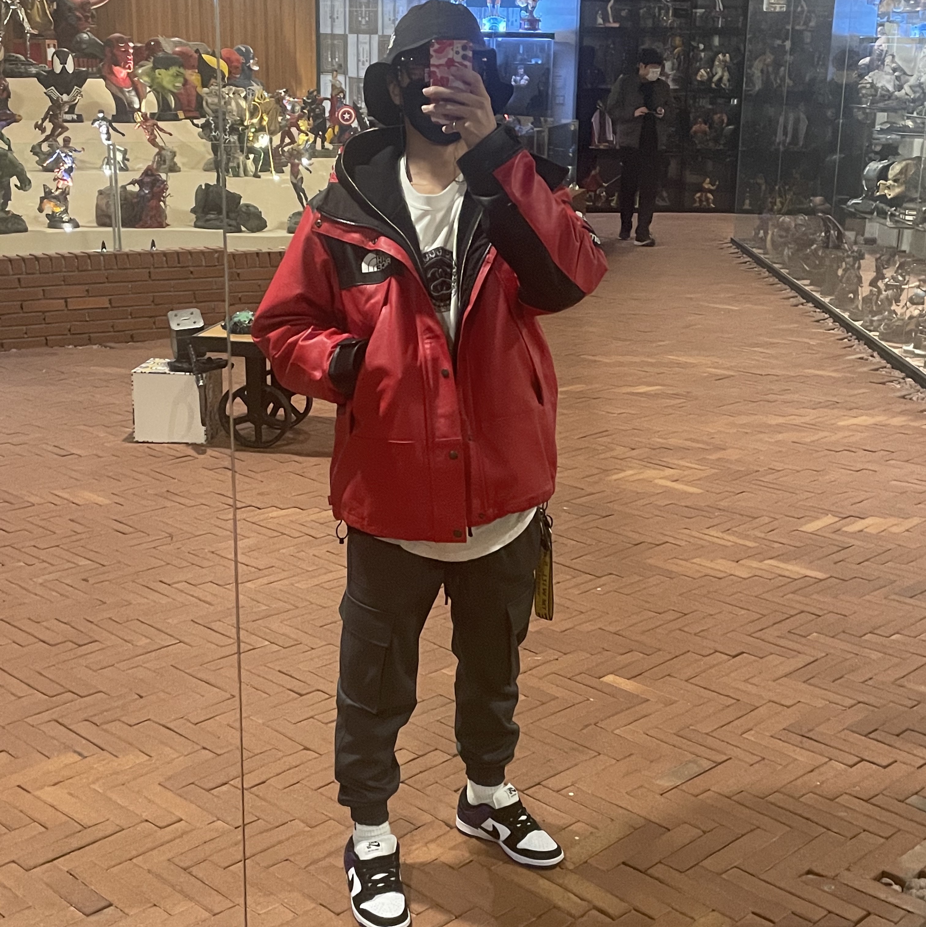 Supreme x The North Face Leather Mountain Parka Red - 18FW, Nike SB Dunk Low Pro Court Purple 착용 스타일