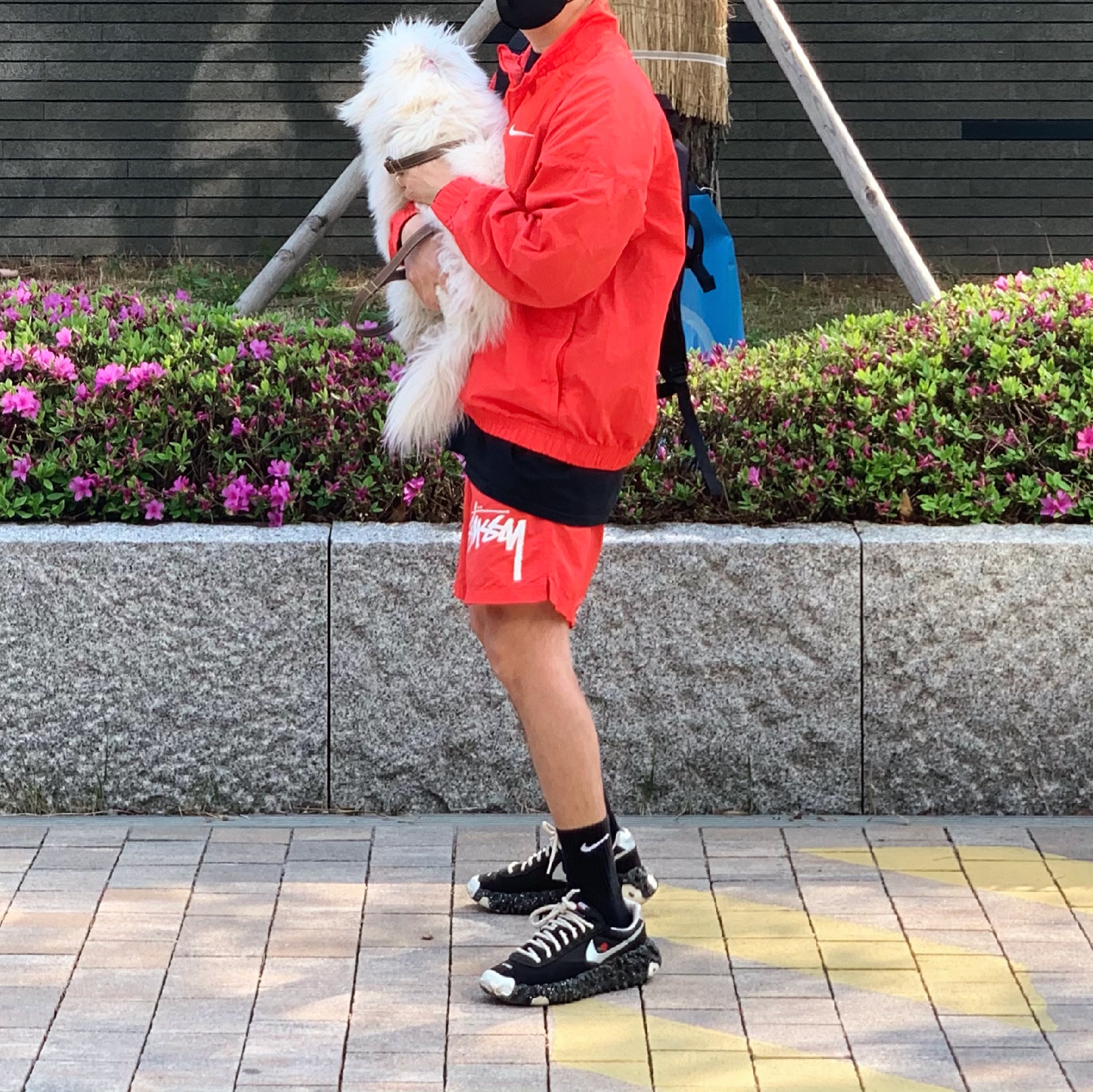 Nike x Undercover Overbreak SP Black, Nike x Stussy Windrunner Jacket Habanero Red 착용 스타일 - 1