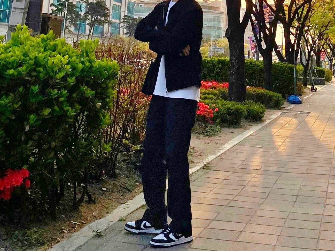 Nike Dunk Low Retro Black 착용 스타일 - 1