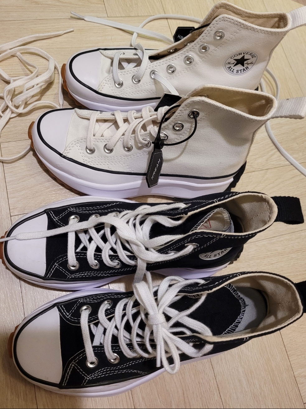 Converse Run Star Hike Hi Black White Gum, Converse Run Star Hike Hi White Black Gum 착용 스타일