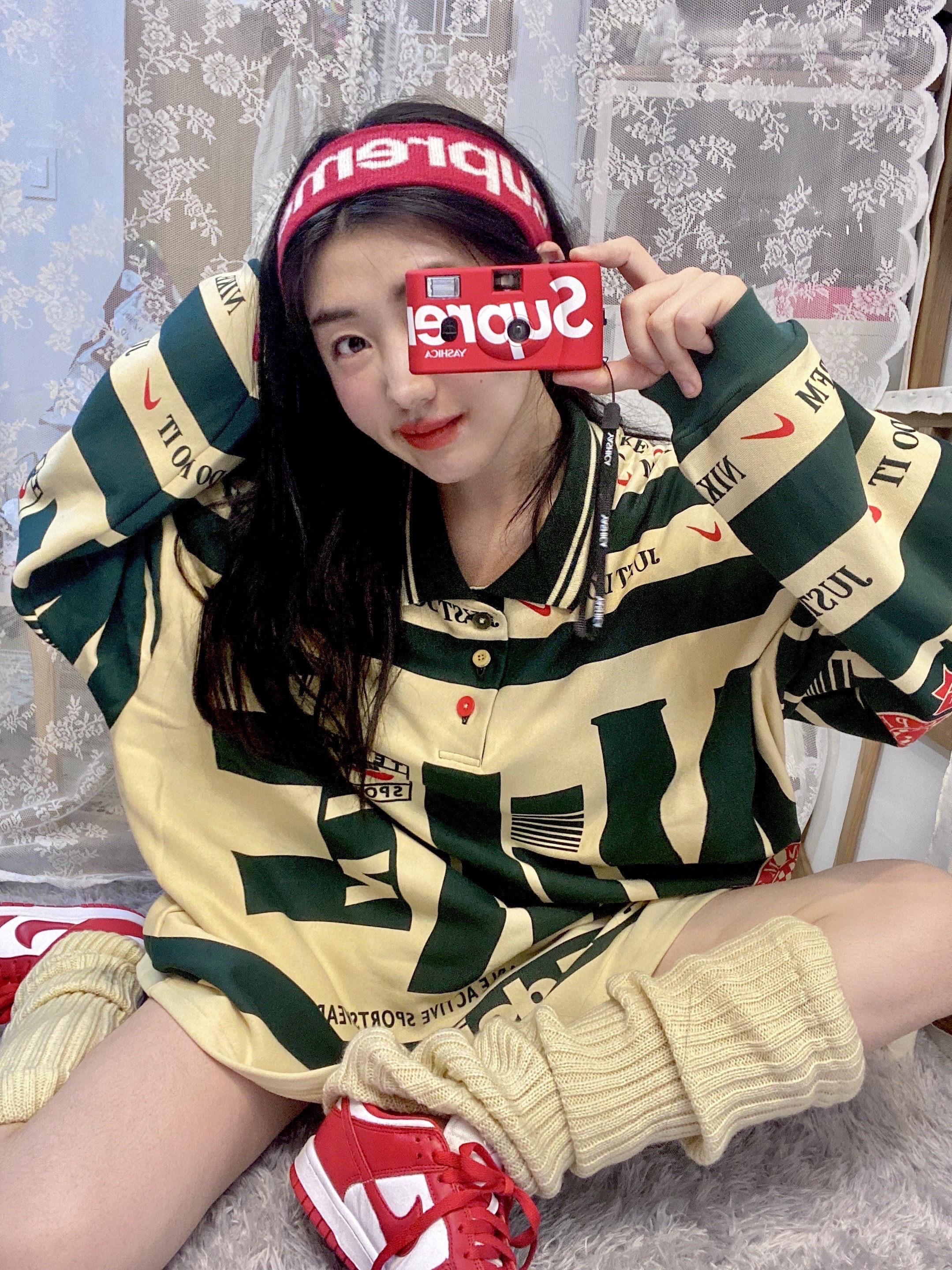 Nike x Cactus Plant Flea Market Long Sleeve Polo Natural - Asia, Nike x Cactus Plant Flea Market Long Sleeve Polo Natural - US/EU 착용 스타일