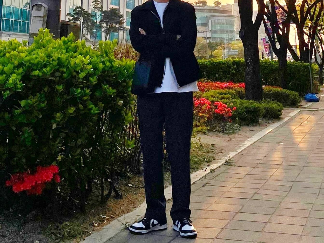 Nike Dunk Low Retro Black 착용 스타일 - 2