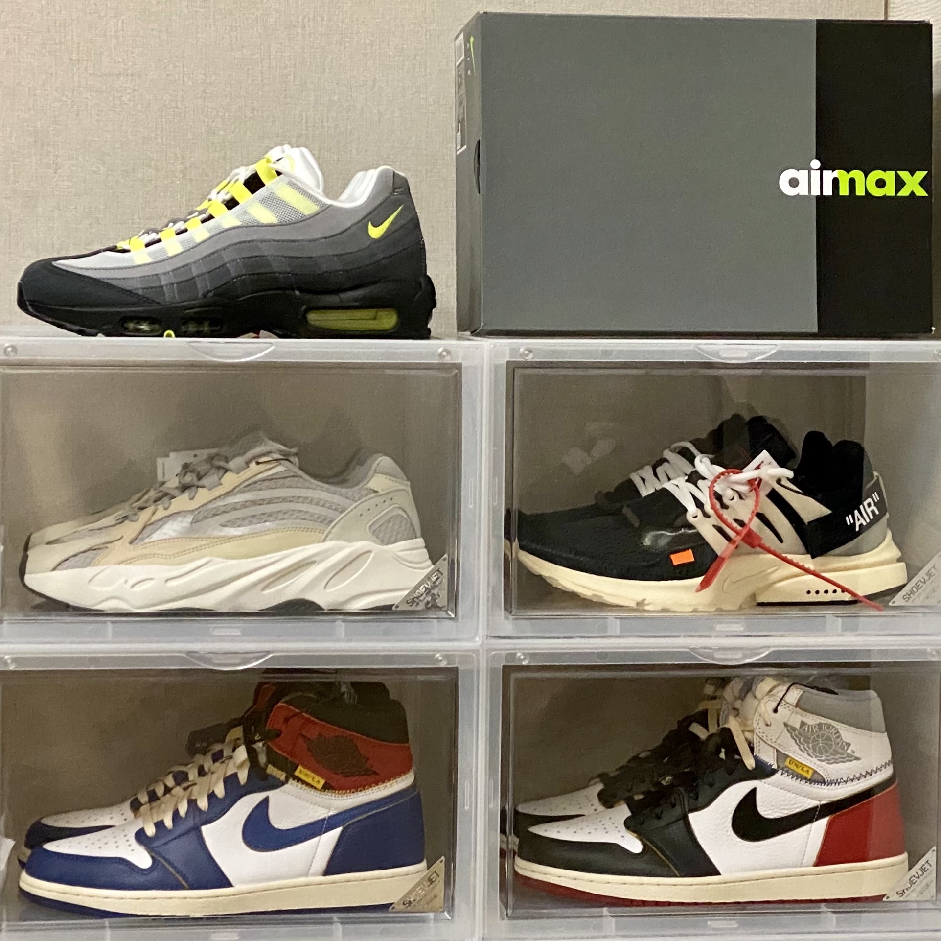 Nike Air Max 95 OG Neon Yellow 2020, Nike x Off-White Air Presto OG The Ten 착용 스타일