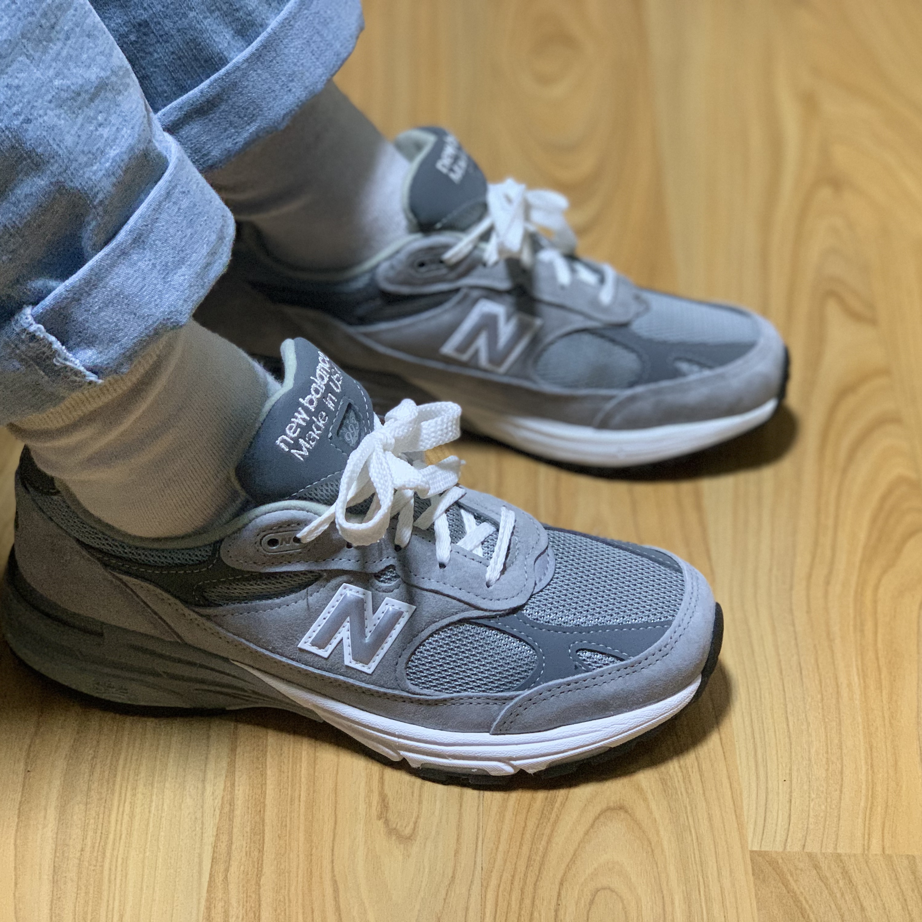 (W) New Balance 993 Made in USA Grey - B Standard 착용 스타일 - 1