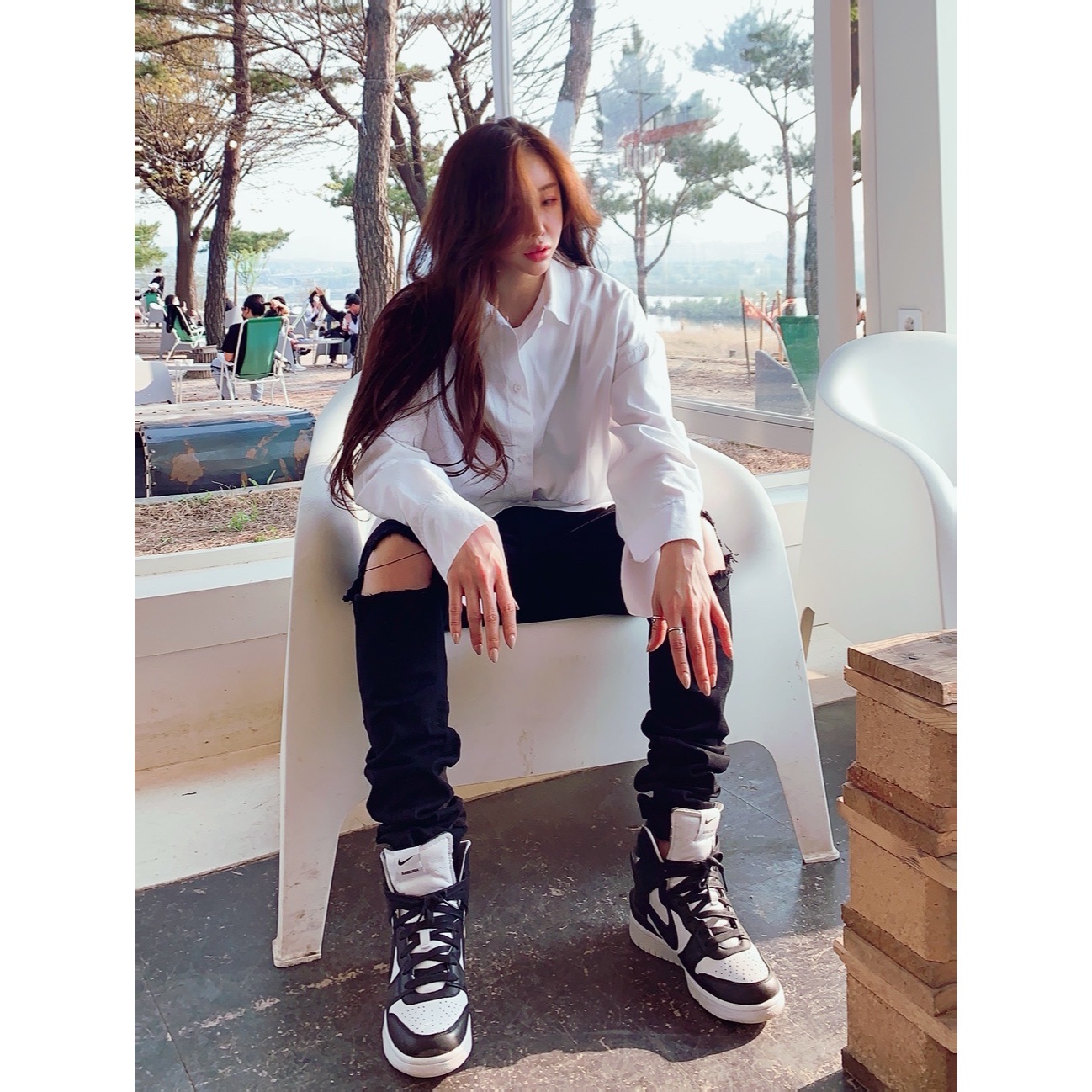 Nike x Ambush Dunk High Black 착용 스타일 - 1