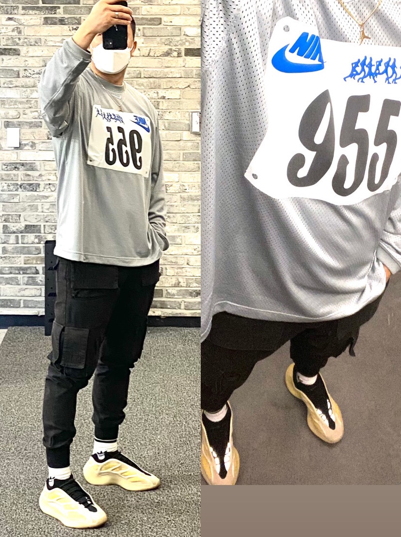Adidas Yeezy 700 V3 Safflower, Nike x Cactus Plant Flea Market L/S Jersey Grey - Asia 착용 스타일