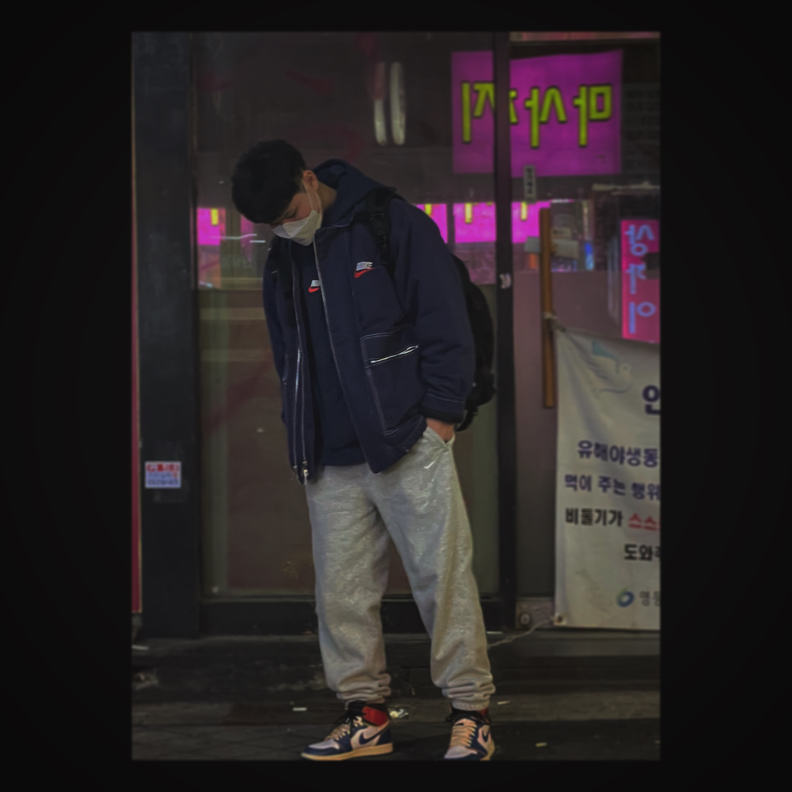 Jordan 1 x Union Retro High Blue Toe, Nike NRG Solo Swoosh Fleece Pants Dark Grey Heather - US/EU 착용 스타일
