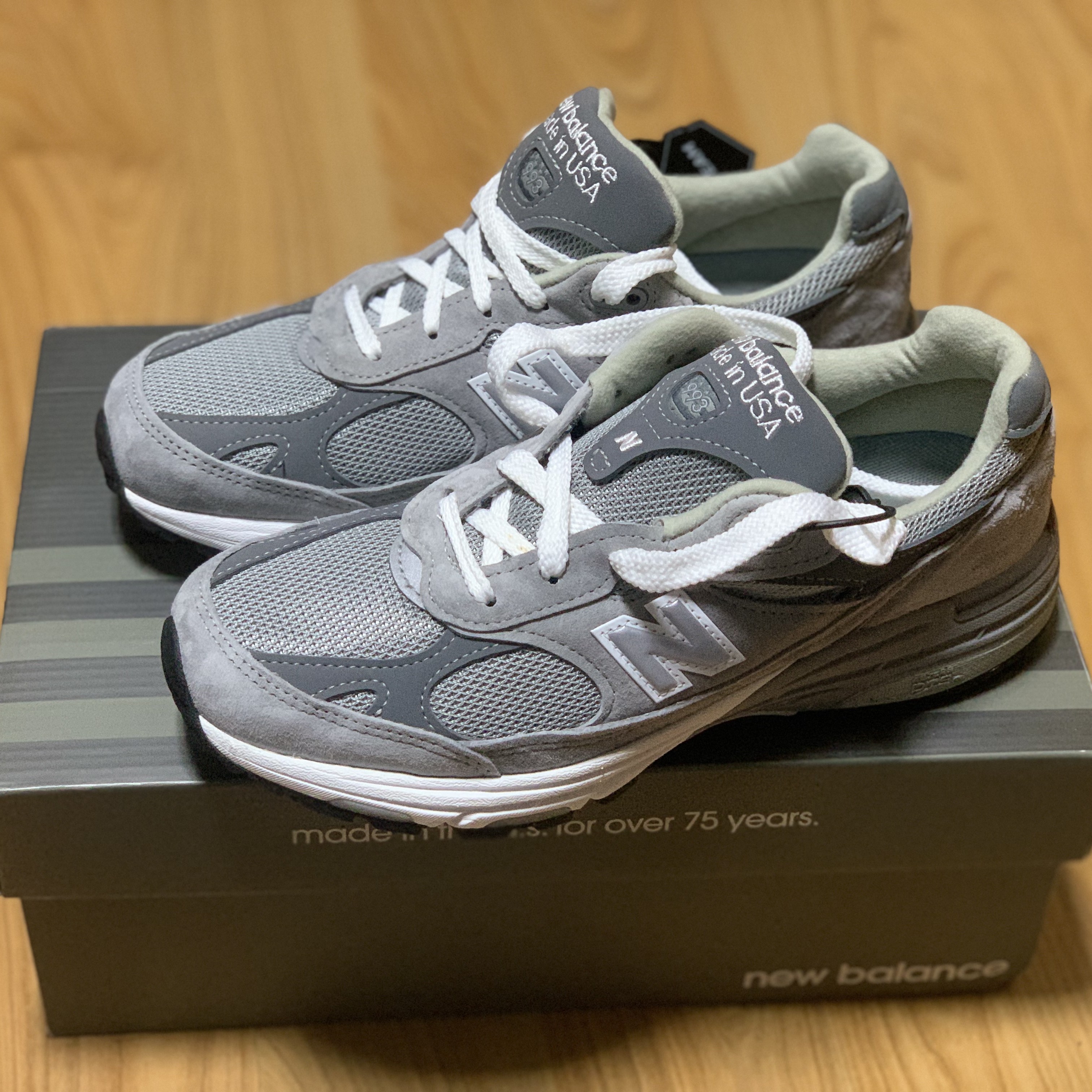 (W) New Balance 993 Made in USA Grey - B Standard 착용 스타일 - 5