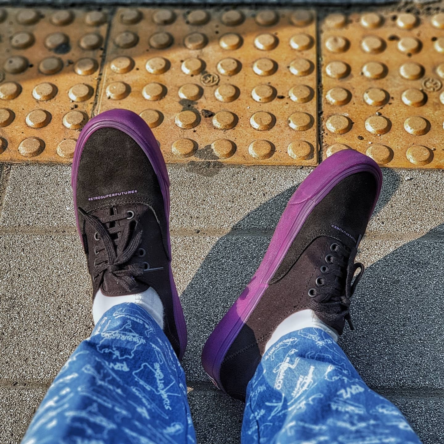 Vans Vault x Retrosuperfuture OG Style 43 LX Black Purple 착용 스타일 - 3