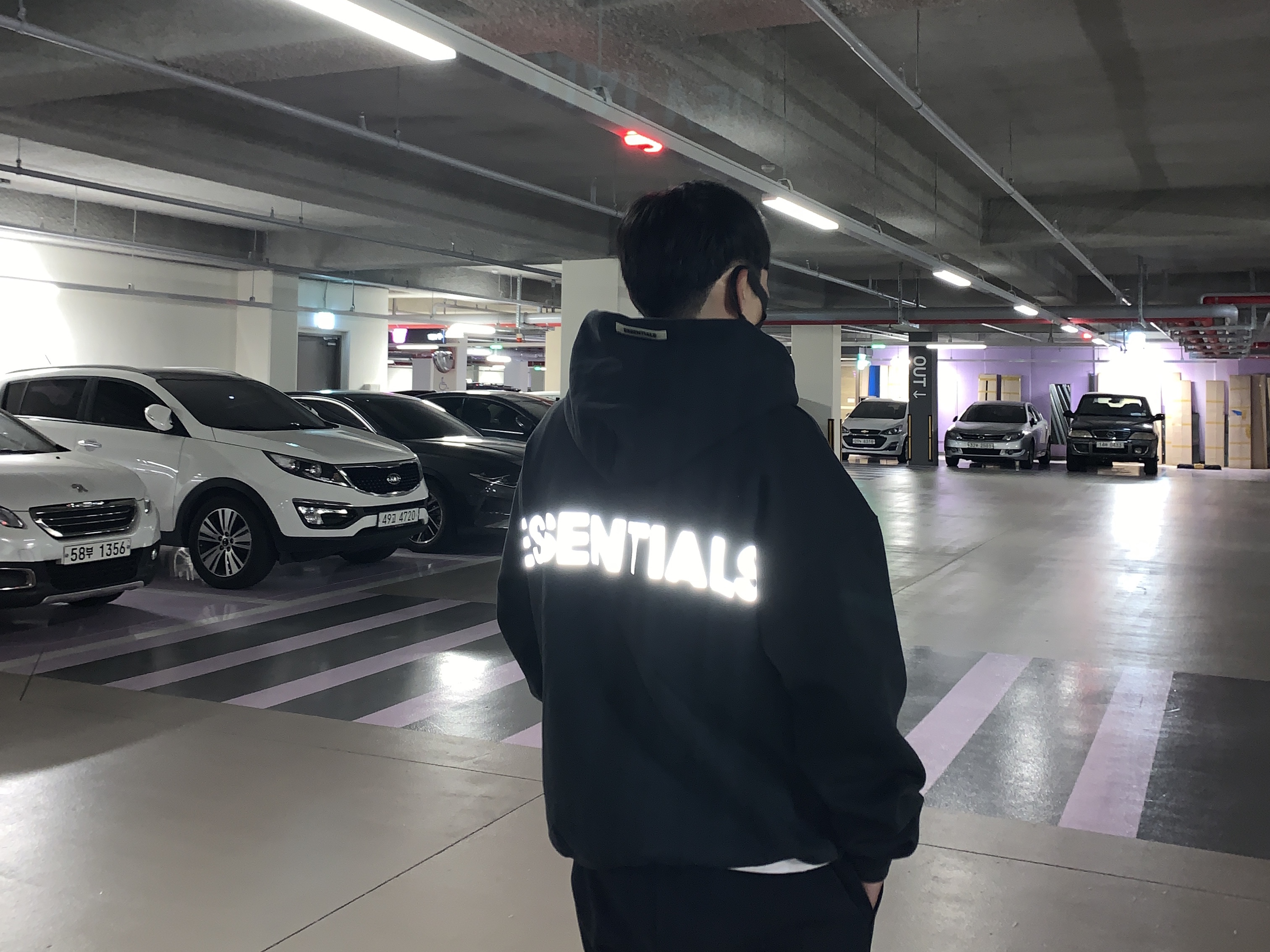 Essentials 3D Silicon Applique Pullover Hoodie Dark Slate/Black 2020 착용 스타일 - 1