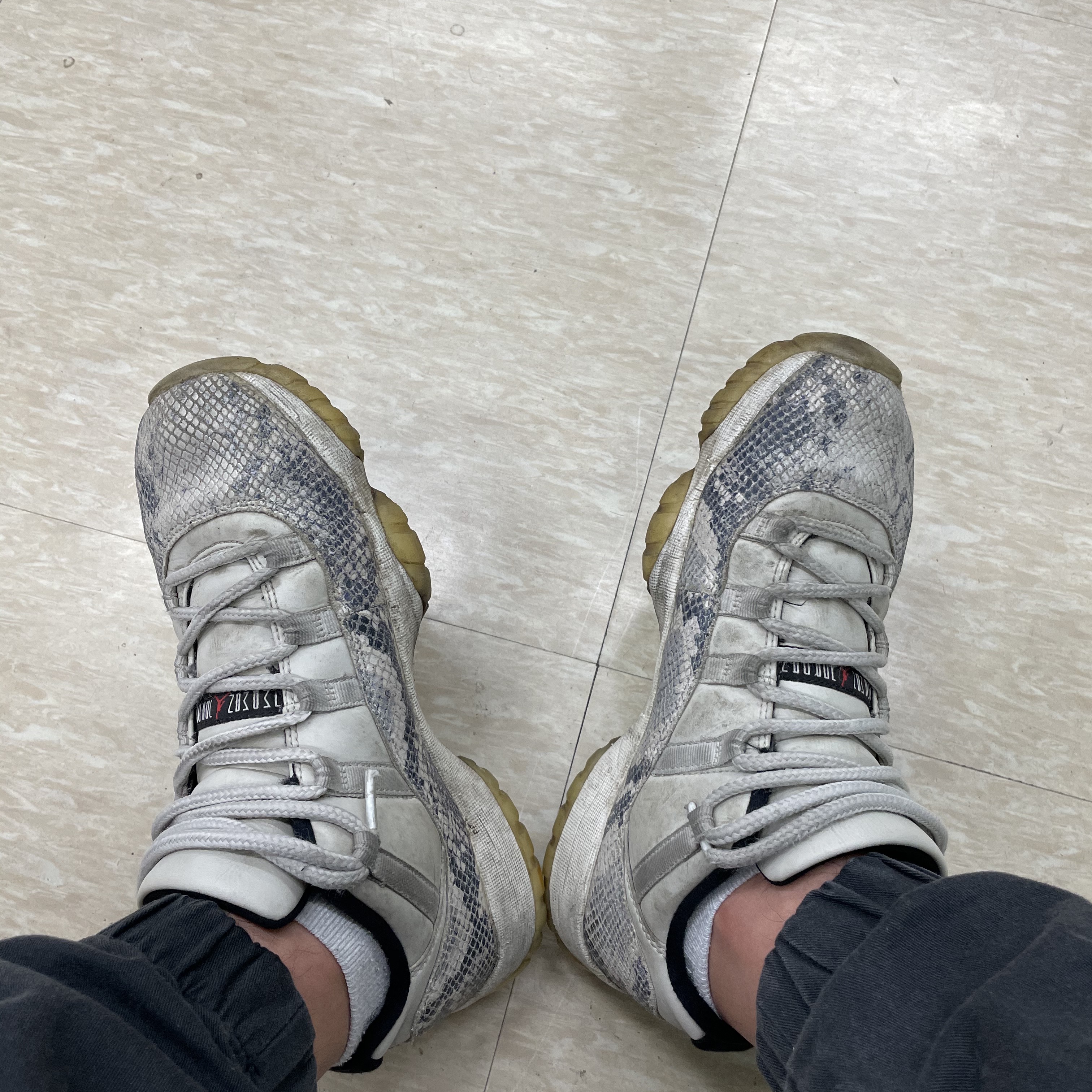 Jordan 11 Retro Low Snake Light Bone 착용 스타일