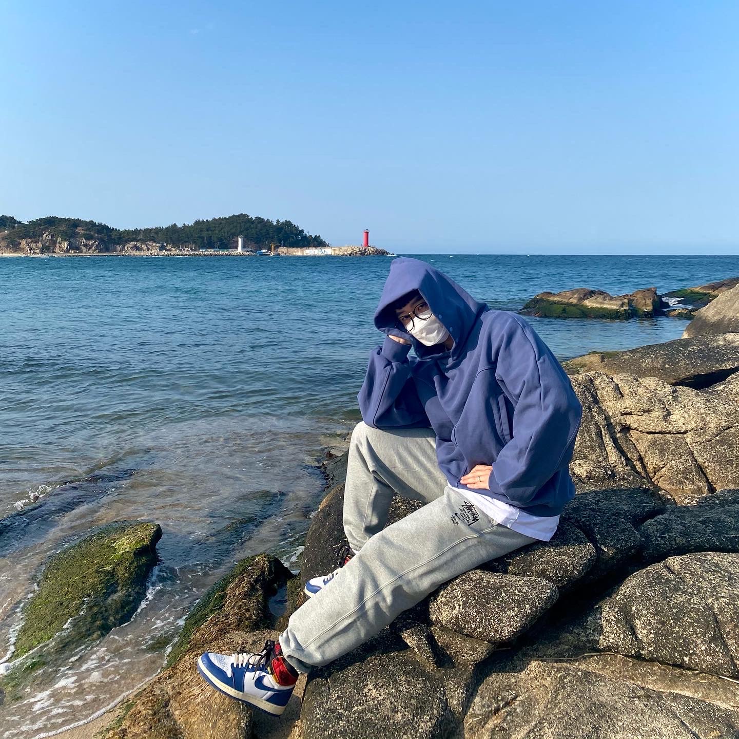 Nike x Stussy NRG ZR Fleece Pants Heather Grey - US/EU, Jordan 1 x Union Retro High Blue Toe 착용 스타일