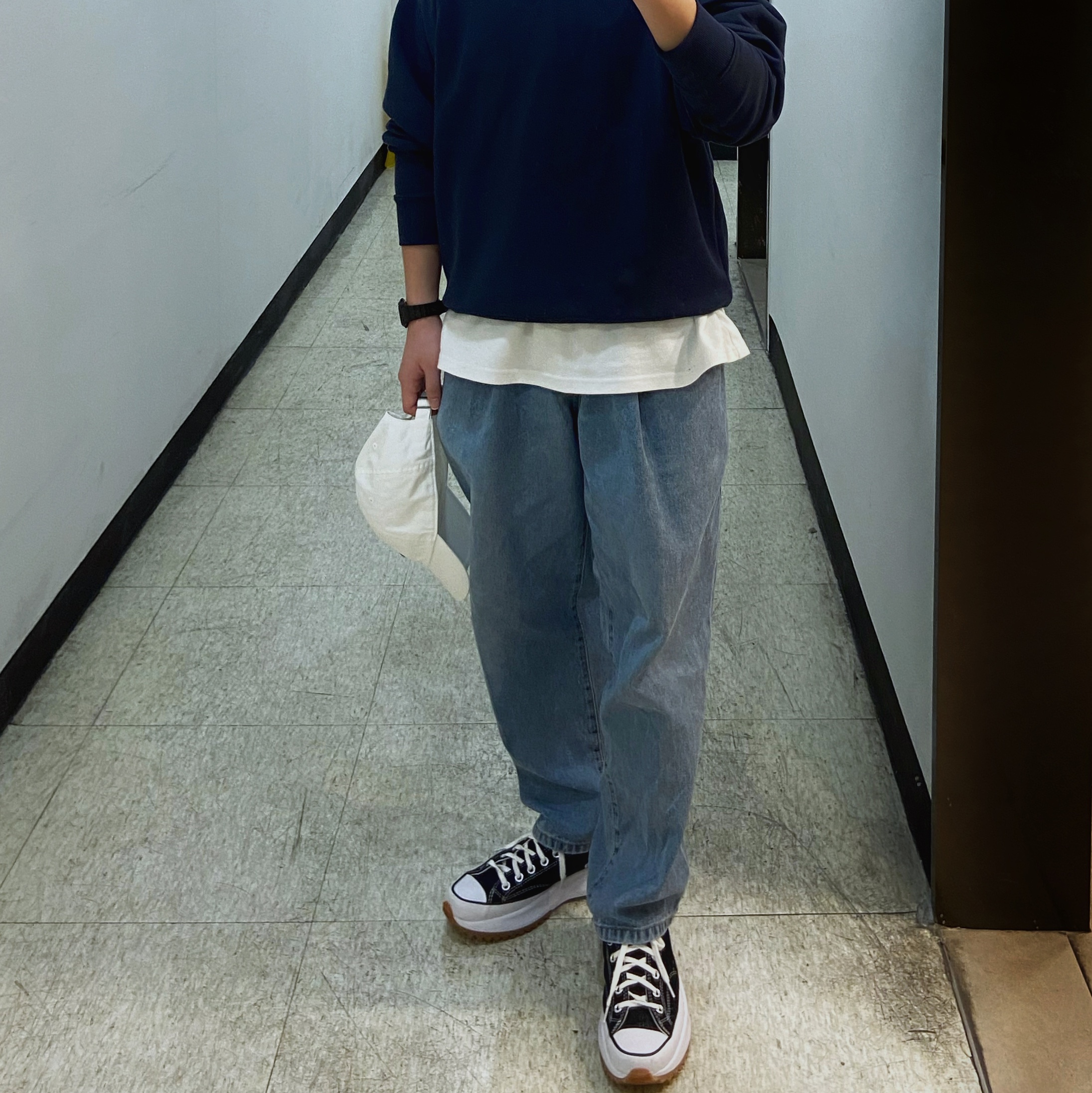 Converse Run Star Hike Low Black 착용 스타일