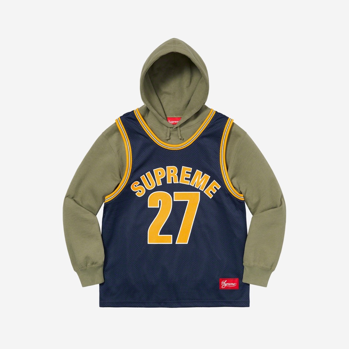 Supreme Basketball Jersey Hooded Sweatshirt Light Olive - 21SS 상세 이미지 1