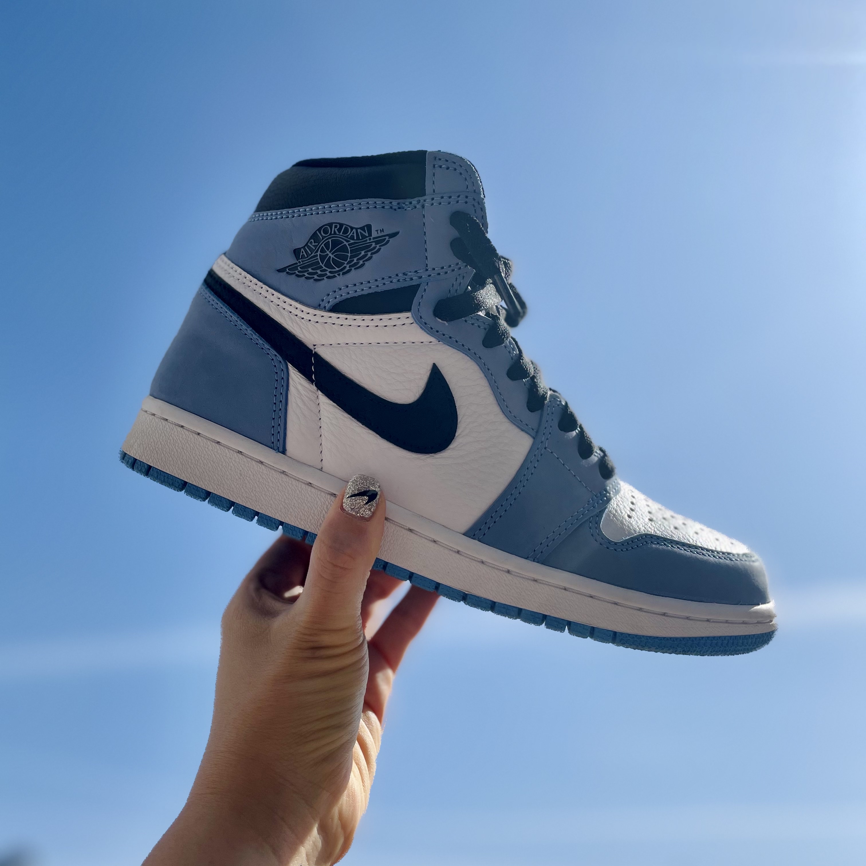 Jordan 1 Retro High OG University Blue, (GS) Jordan 1 Retro High OG University Blue 착용 스타일
