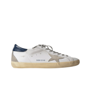 Golden Goose Superstar White Cream Blue Heel Tab Sneakers