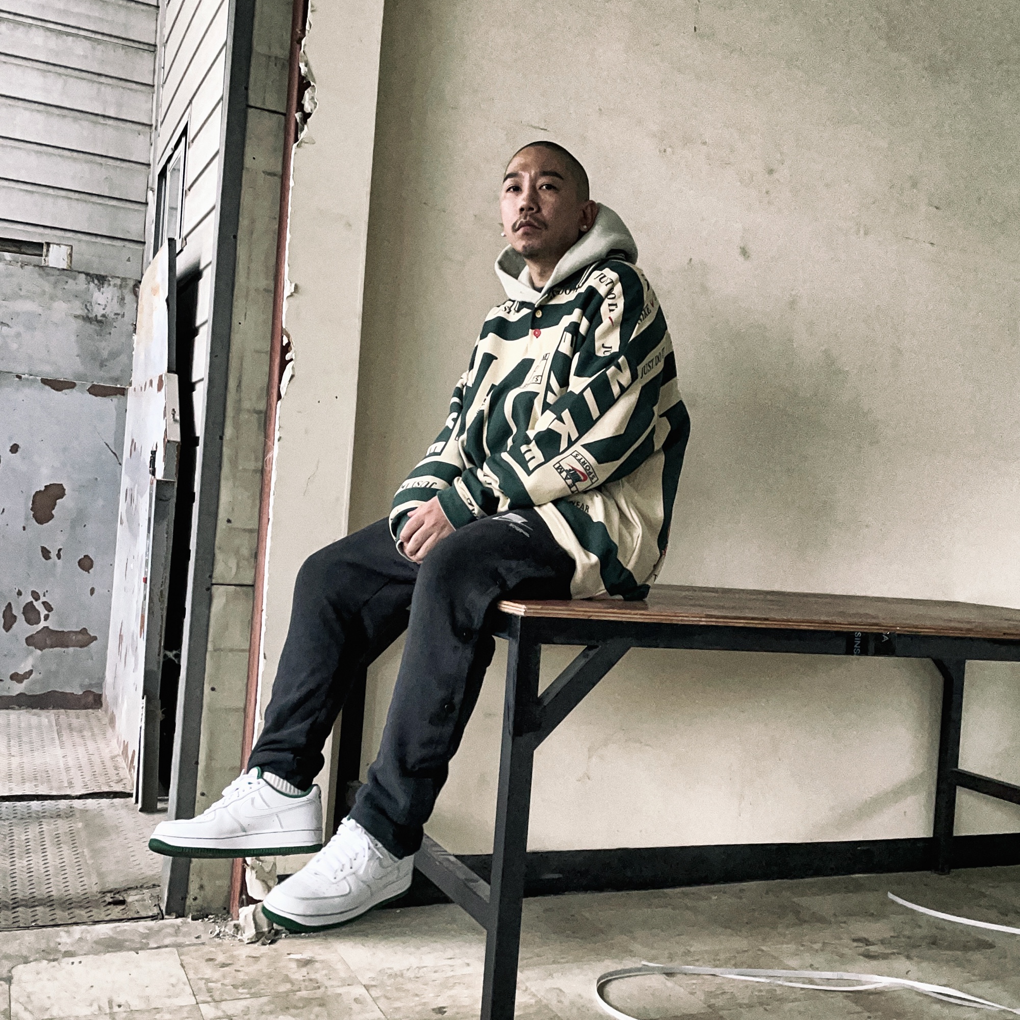 Nike x Cactus Plant Flea Market Long Sleeve Polo Natural - US/EU, Nike x Cactus Plant Flea Market Long Sleeve Polo Natural - Asia 착용 스타일 - 1