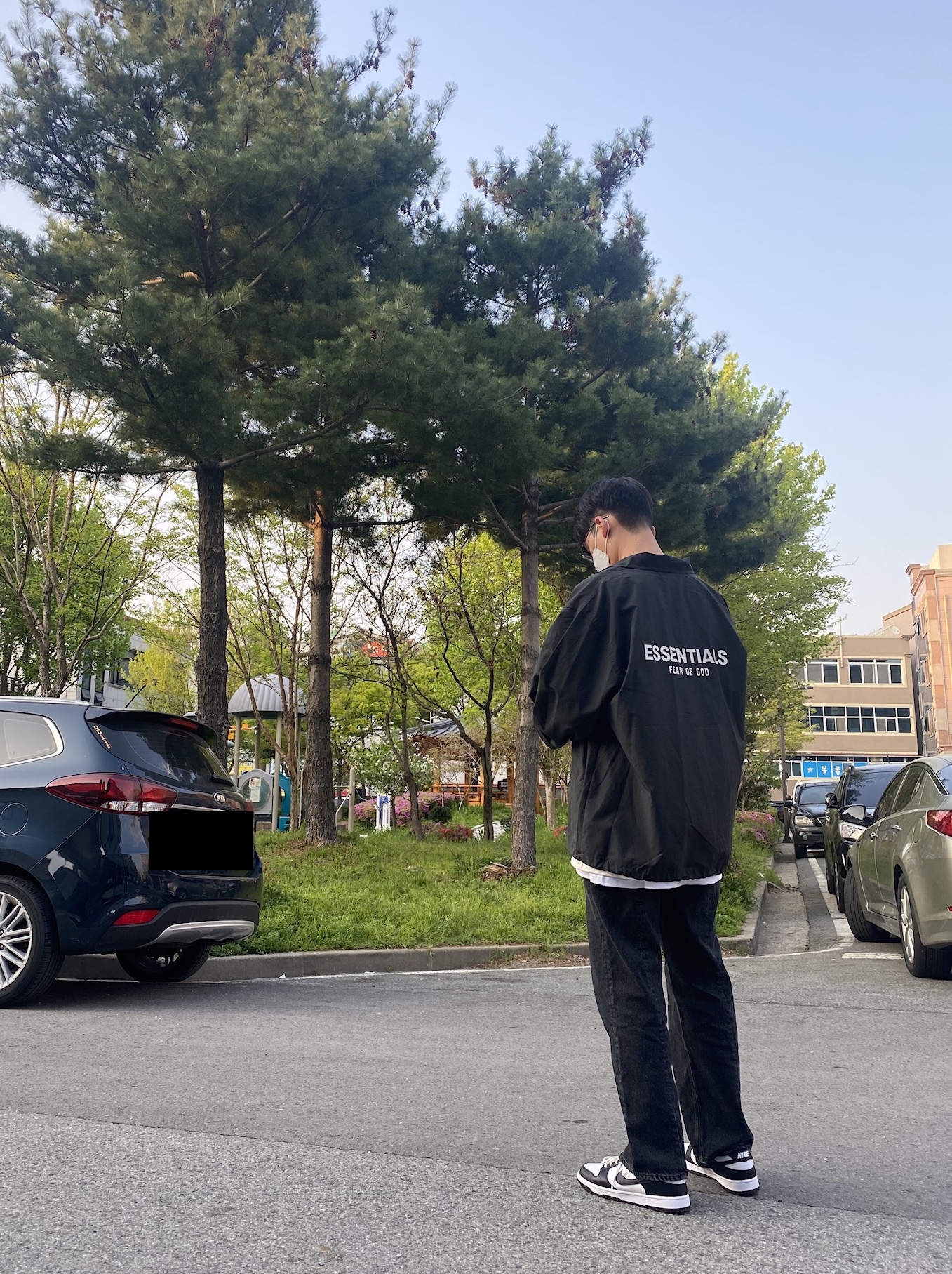 Essentials Coach Jacket Dark Slate/Stretch Limo/Black - 20FW, Nike Dunk Low Retro Black 착용 스타일 - 1
