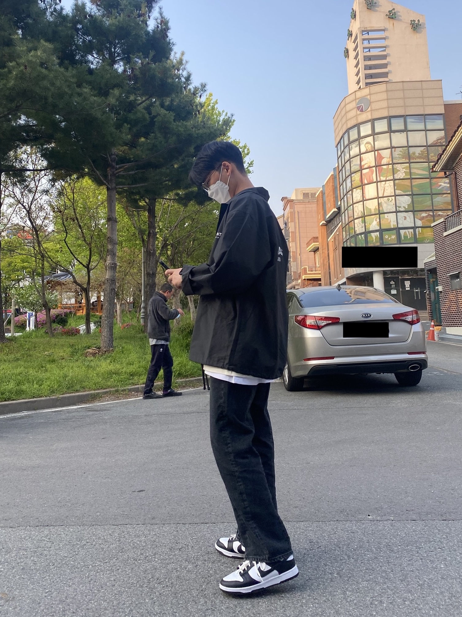 Essentials Coach Jacket Dark Slate/Stretch Limo/Black - 20FW, Nike Dunk Low Retro Black 착용 스타일 - 2