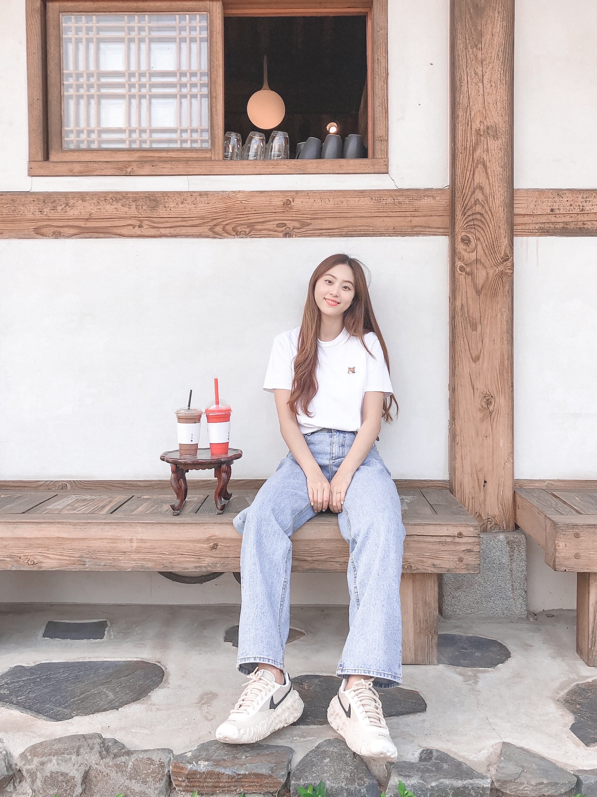 Nike x Undercover Overbreak SP Overcast, Maison Kitsune Fox Head Patch Classic T-Shirt White 착용 스타일