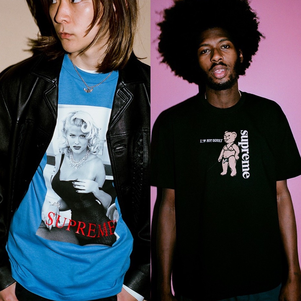 Supreme Toy Pile T-Shirt Black - 21SS, Supreme Anna Nicole Smith T-Shirt Natural - 21SS 착용 스타일 - 2