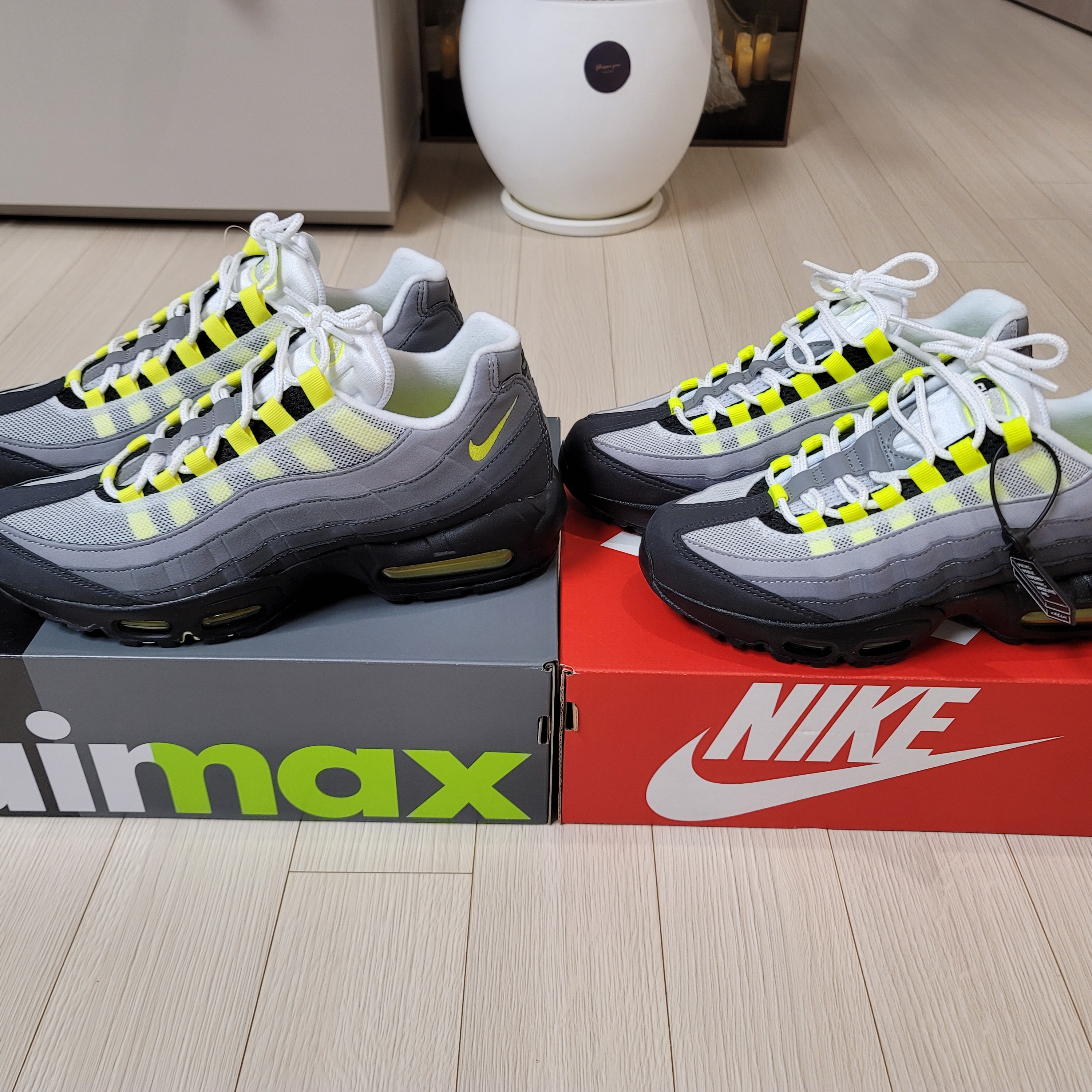 (GS) Nike Air Max 95 OG Neon Yellow 2020, Nike Air Max 95 OG Neon Yellow 2020 착용 스타일