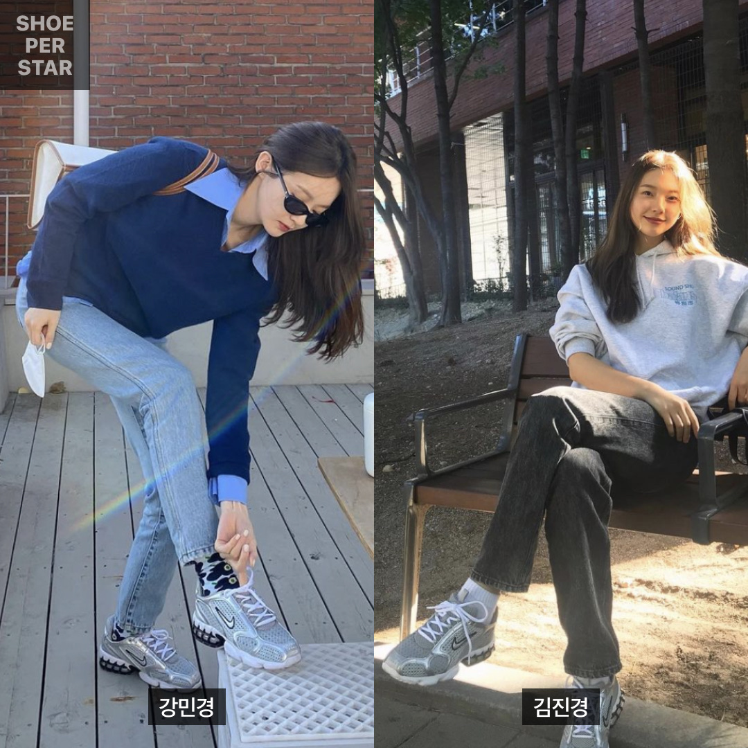 (W) Nike Air Zoom Spiridon Cage 2 Metallic Silver, Nike Air Zoom Spiridon Cage 2 Metallic Silver 착용 스타일 - 1