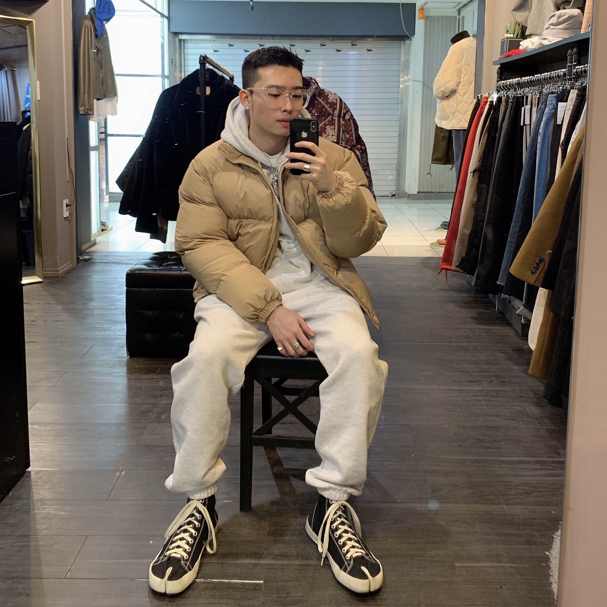 Maison Margiela Tabi High Black 착용 스타일