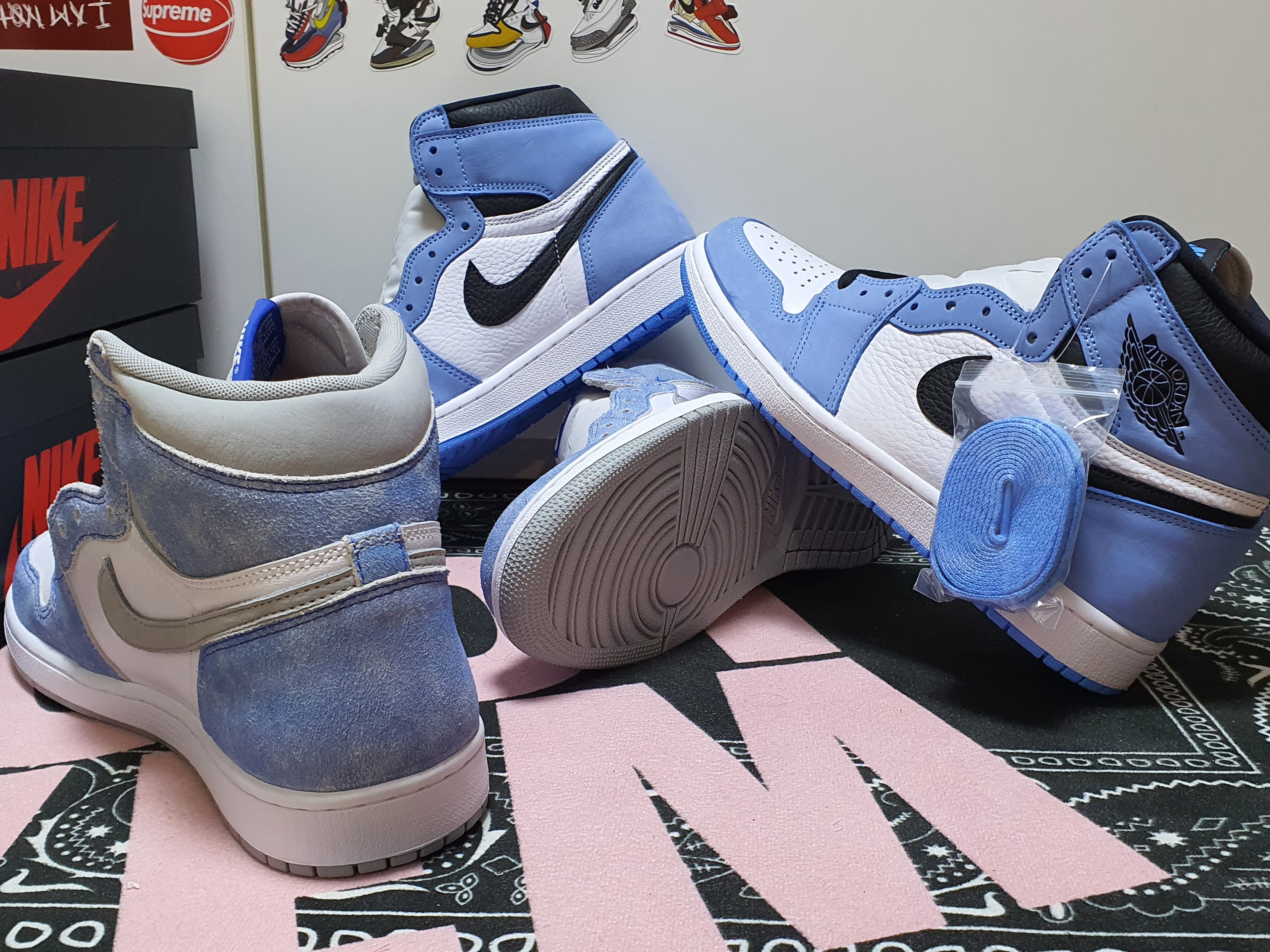 Jordan 1 Retro High OG Hyper Royal, Jordan 1 Retro High OG University Blue 착용 스타일