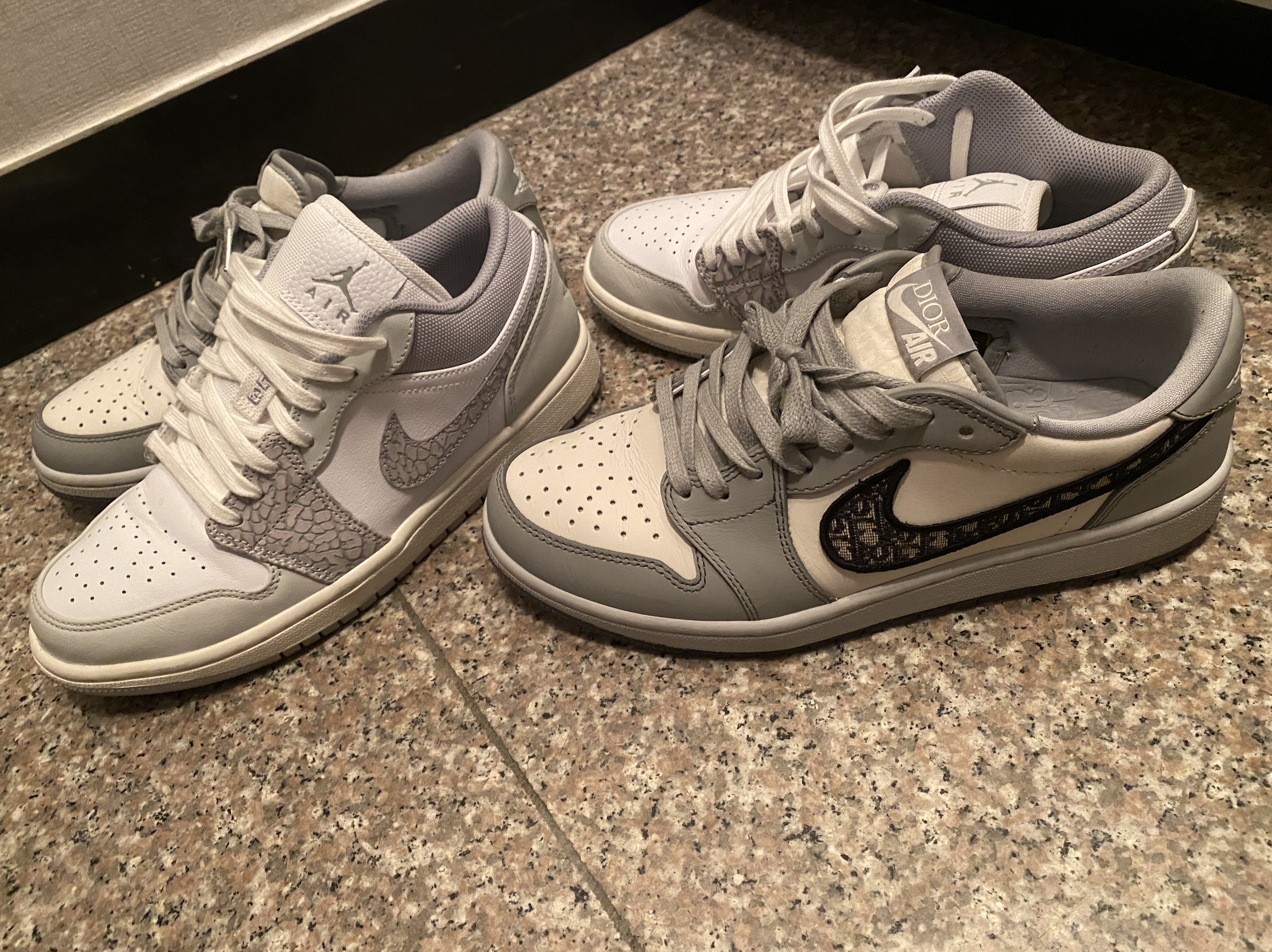 Jordan 1 Low PRM Elephant Print, Jordan 1 x Dior Low OG 착용 스타일
