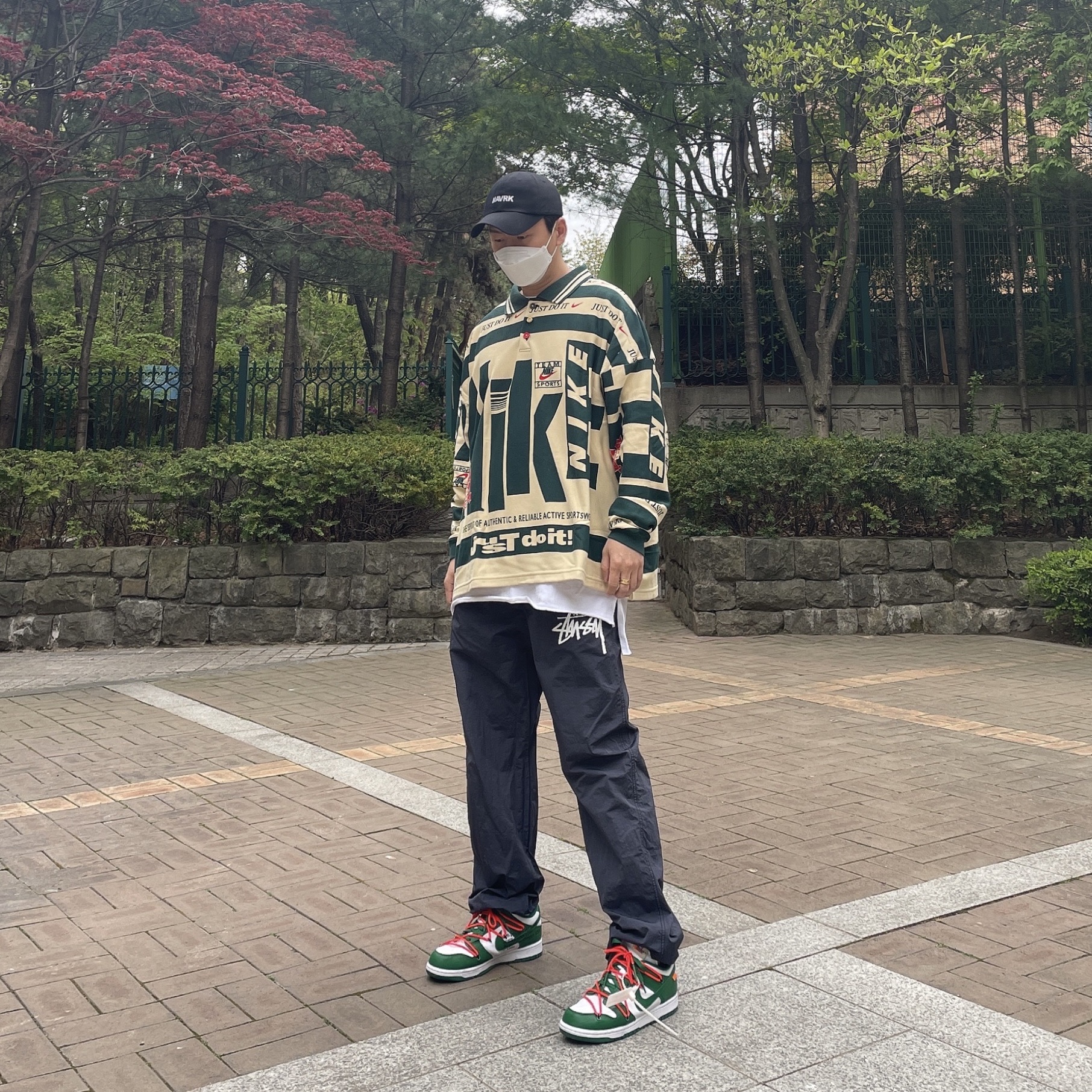 Nike x Cactus Plant Flea Market Long Sleeve Polo Natural - US/EU, Nike x Stussy Beach Pants Off Noir 착용 스타일