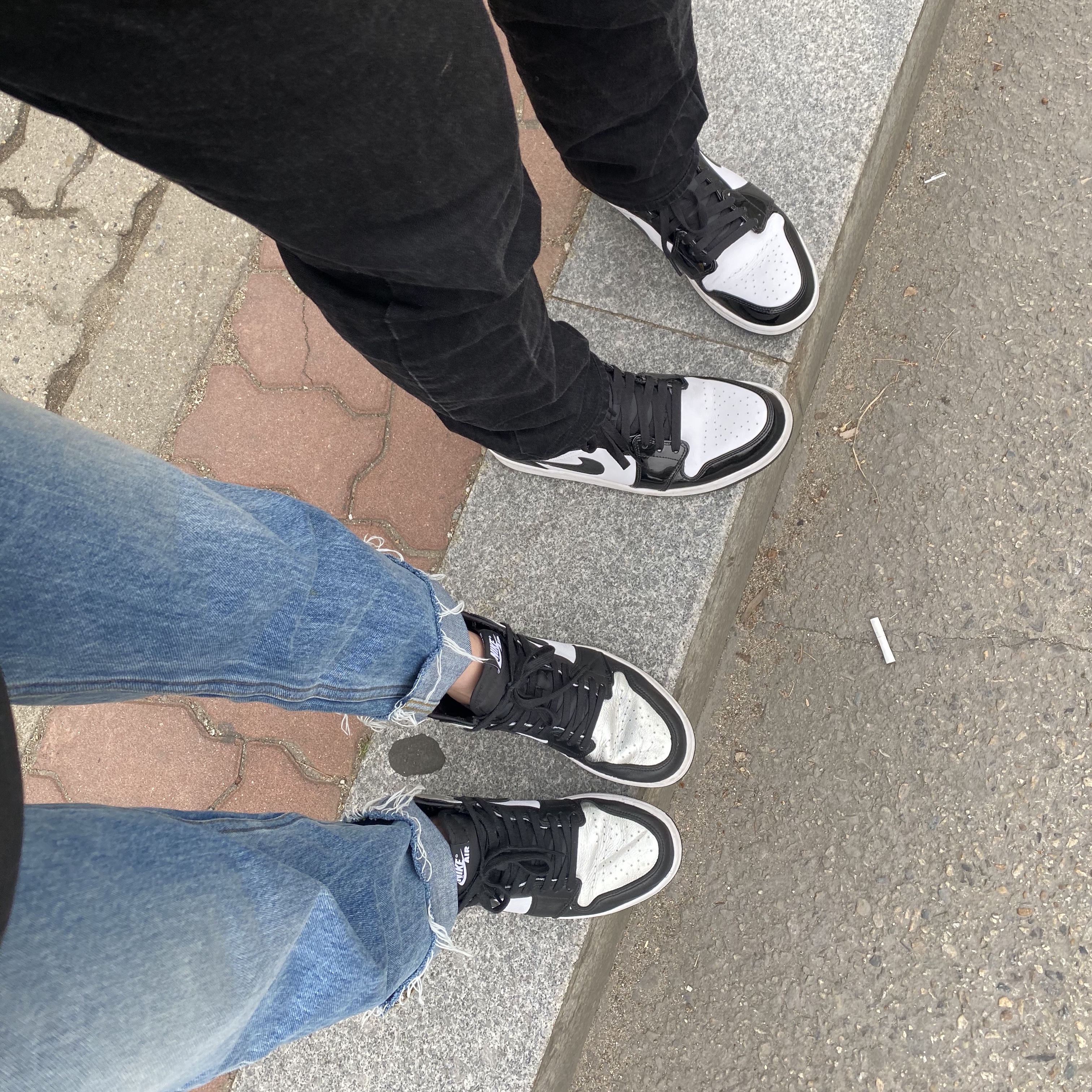 Jordan 1 Mid SE ASW Black, (W) Jordan 1 Retro High OG Silver Toe 착용 스타일