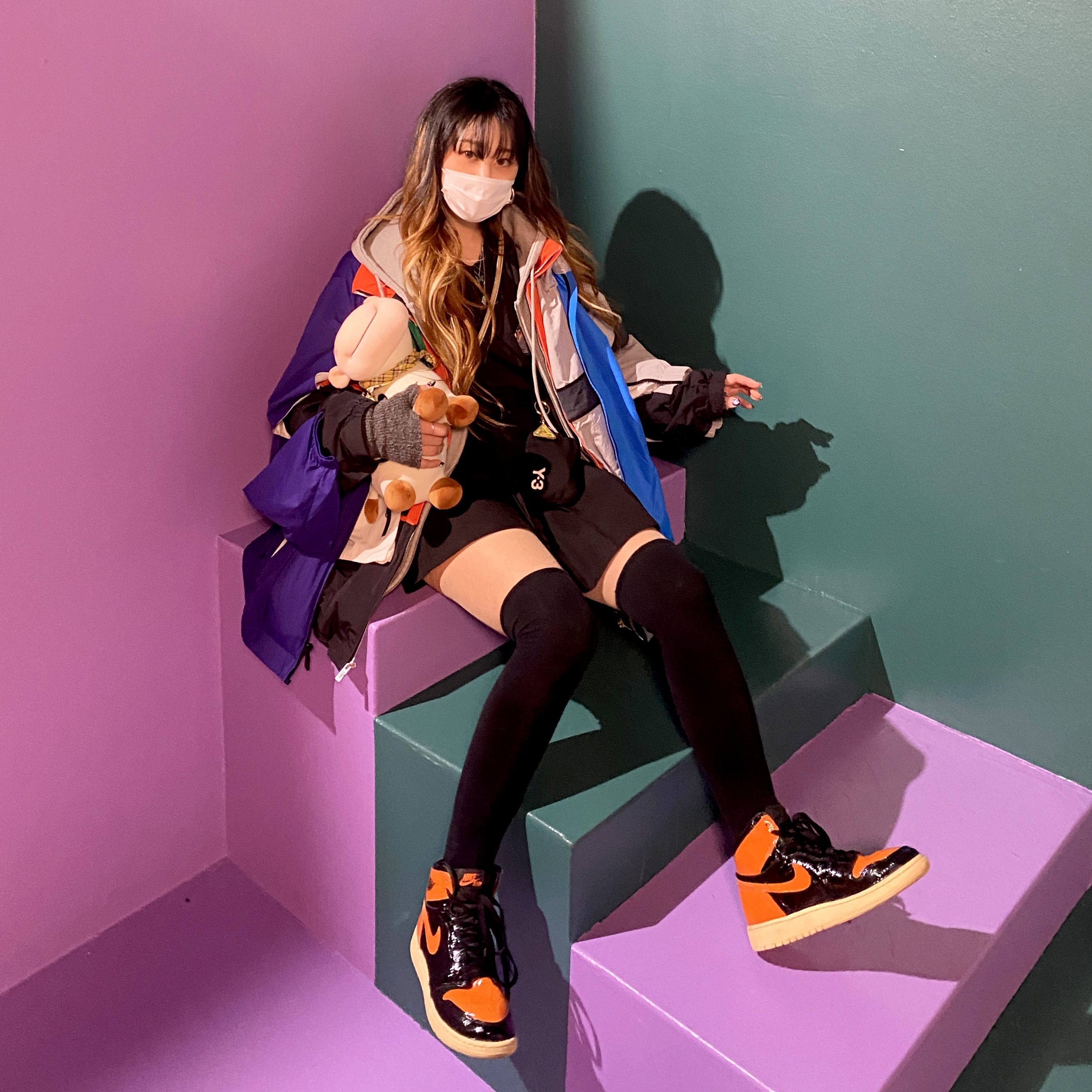 (GS) Jordan 1 Retro High OG Shattered Backboard 3.0, Nike M NRG DH Jacket Purple Photo Blue 착용 스타일
