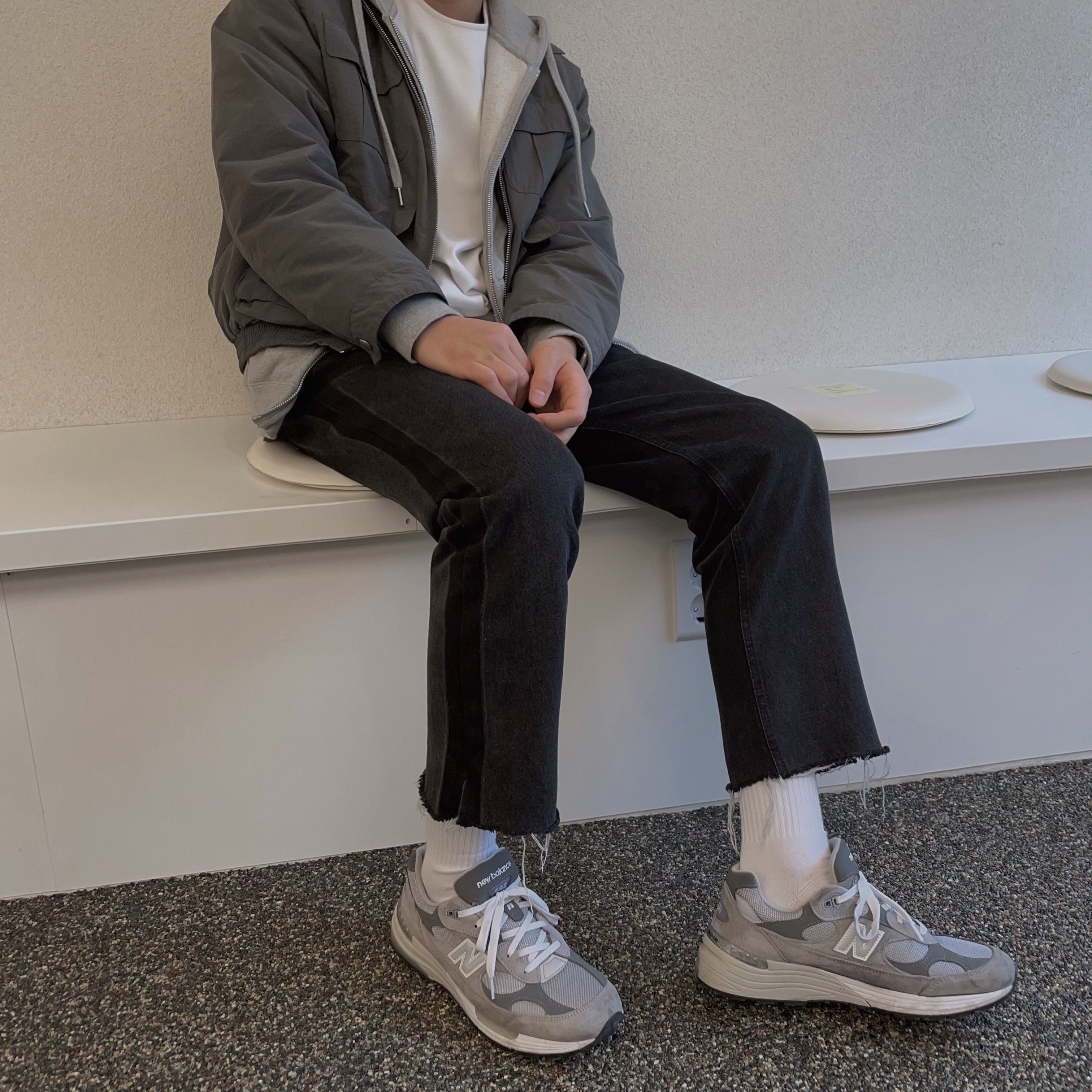 New Balance 992 Made in USA Grey - D Standard 착용 스타일 - 1