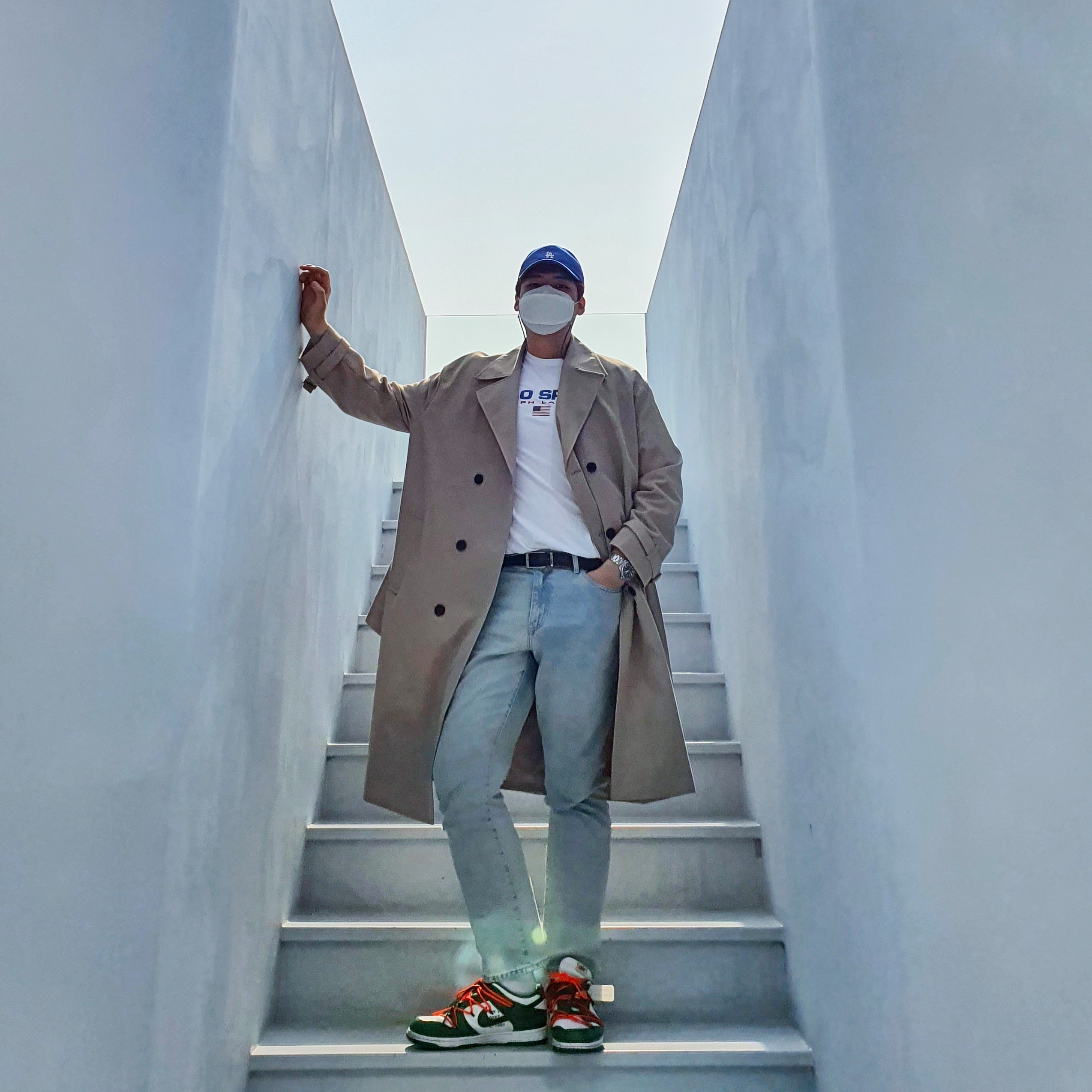Nike x Off-White Dunk Low Pine Green 착용 스타일