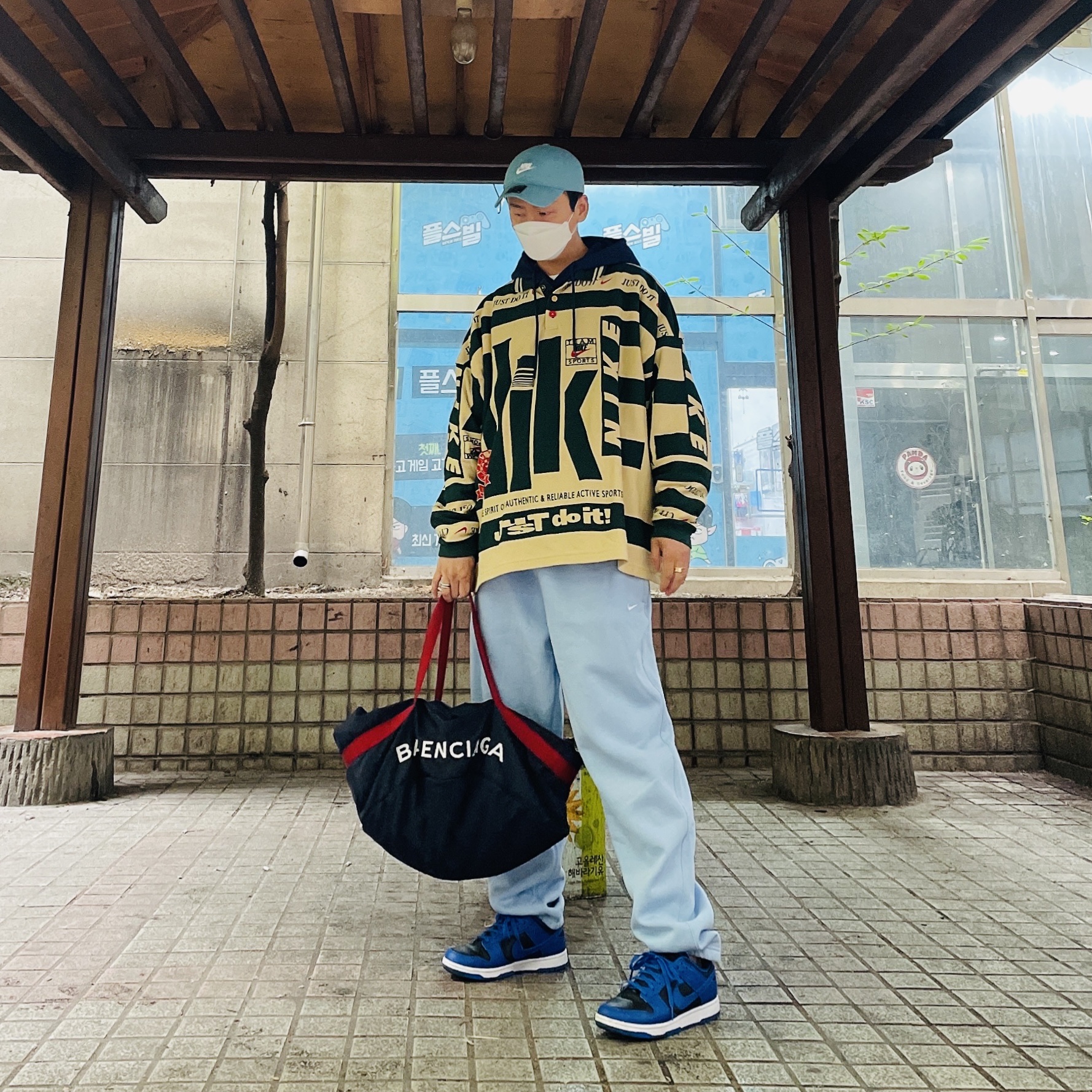 Nike x Cactus Plant Flea Market Long Sleeve Polo Natural - US/EU, Nike NSW Hoodie BRS Midnight Navy 착용 스타일