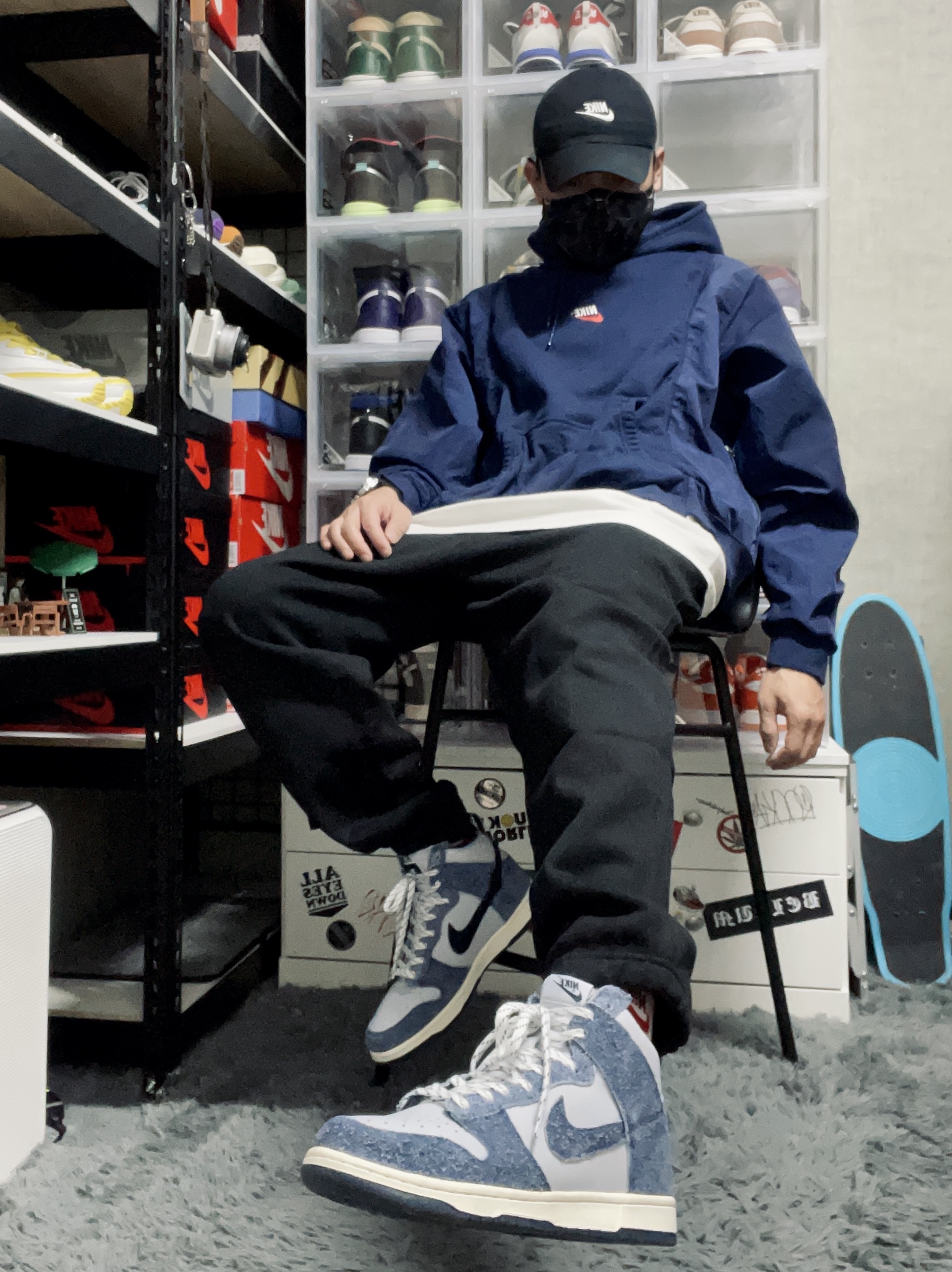 Nike x Notre Dunk High Blue Void 착용 스타일